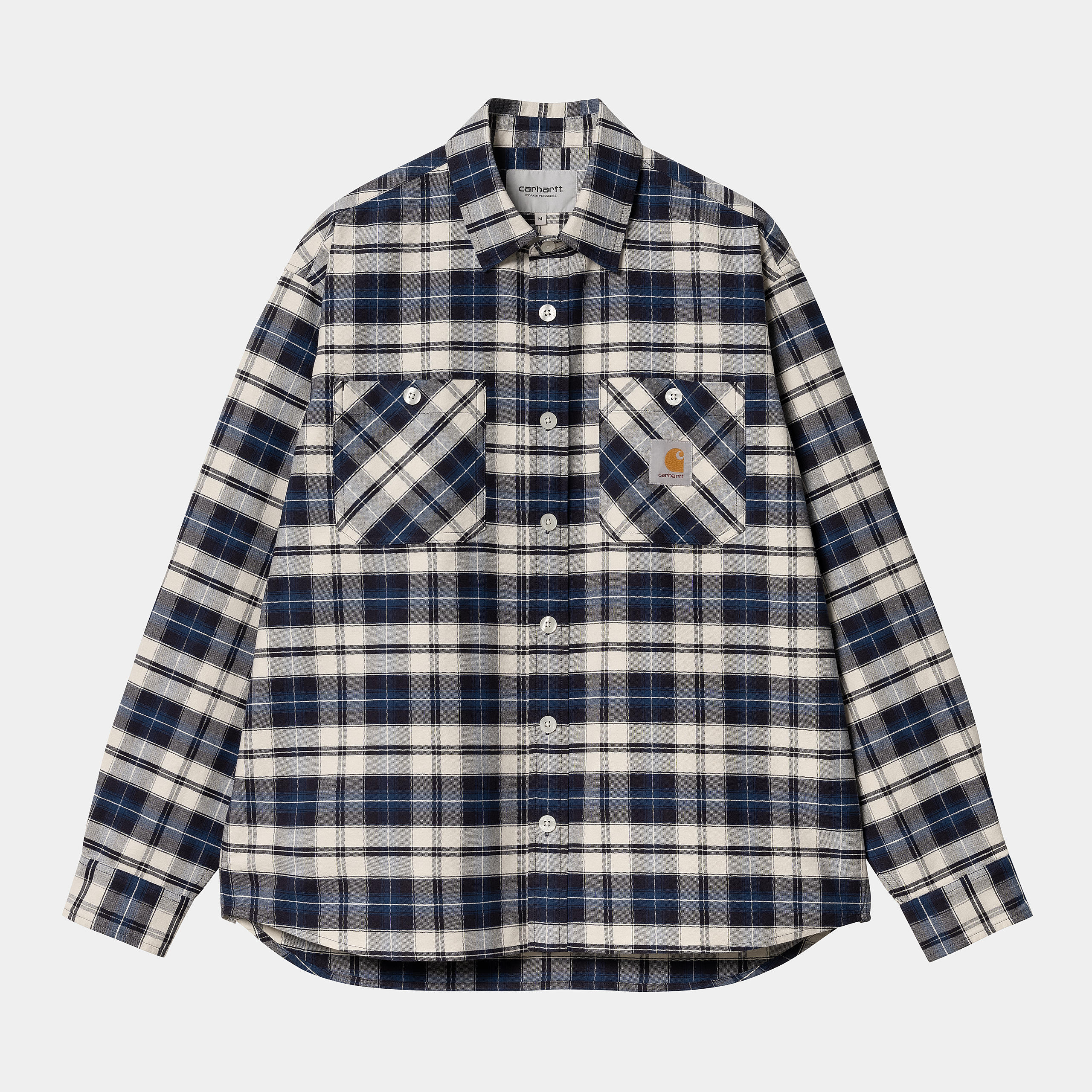 Carhartt WIP Long Sleeve Tarbell Shirt-Tarbell Check Dark Navy / White Tarbell Check Dark Navy / White back view