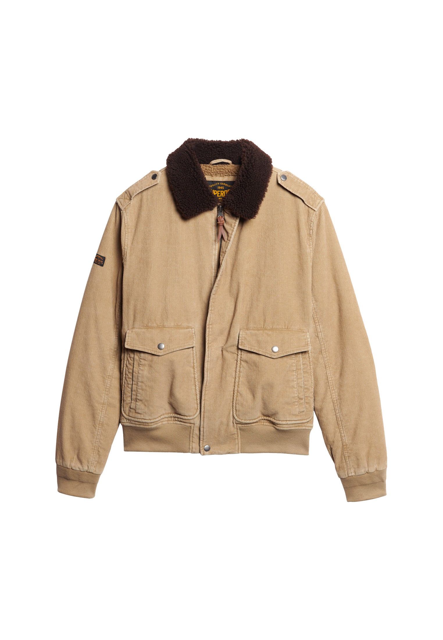 SUPERDRY 70s Cord Borg Collar Jacket-Classic Tan Brown Classic Tan Brown front view