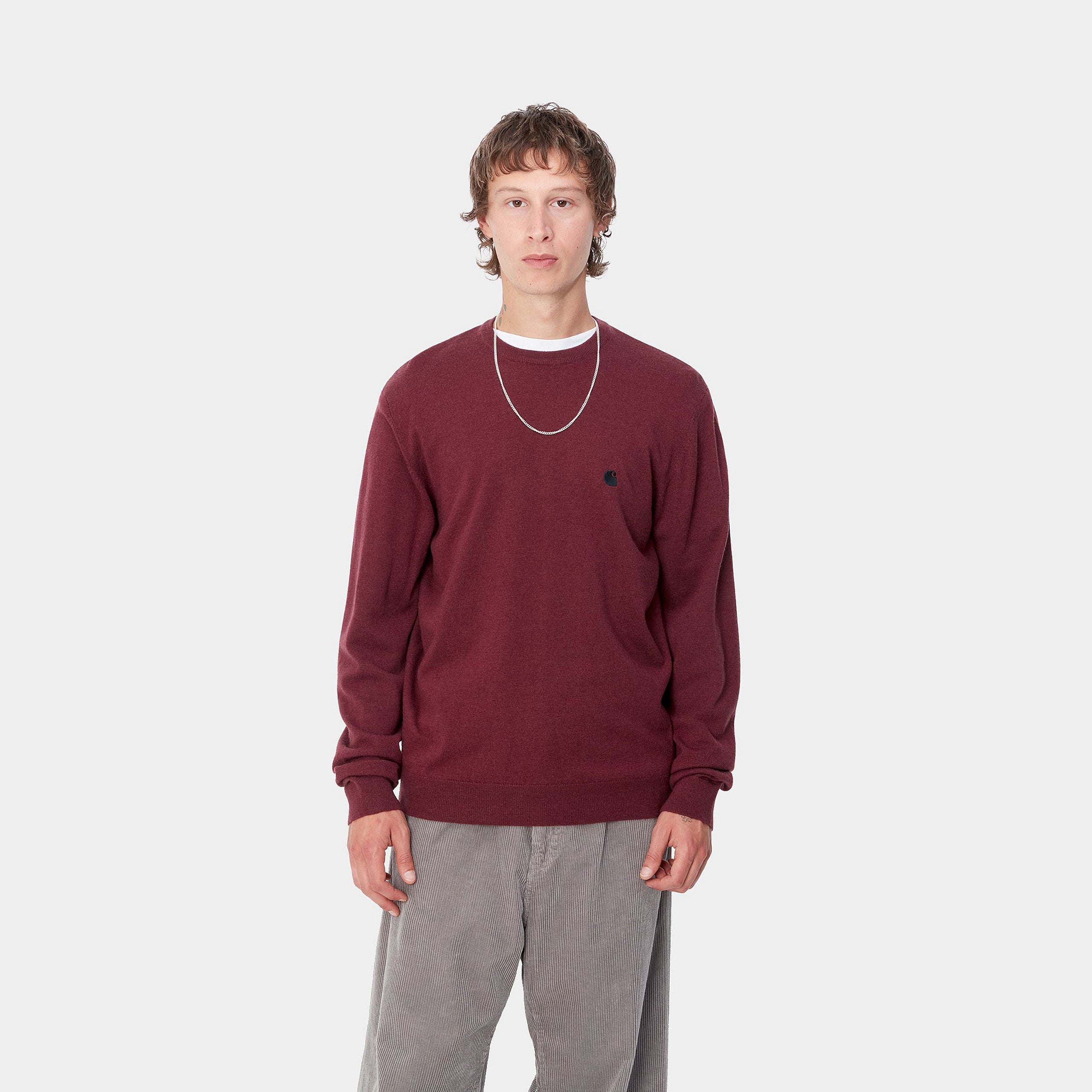 Carhartt WIP Madison Sweater-Malbec / Black Malbec / Black front view