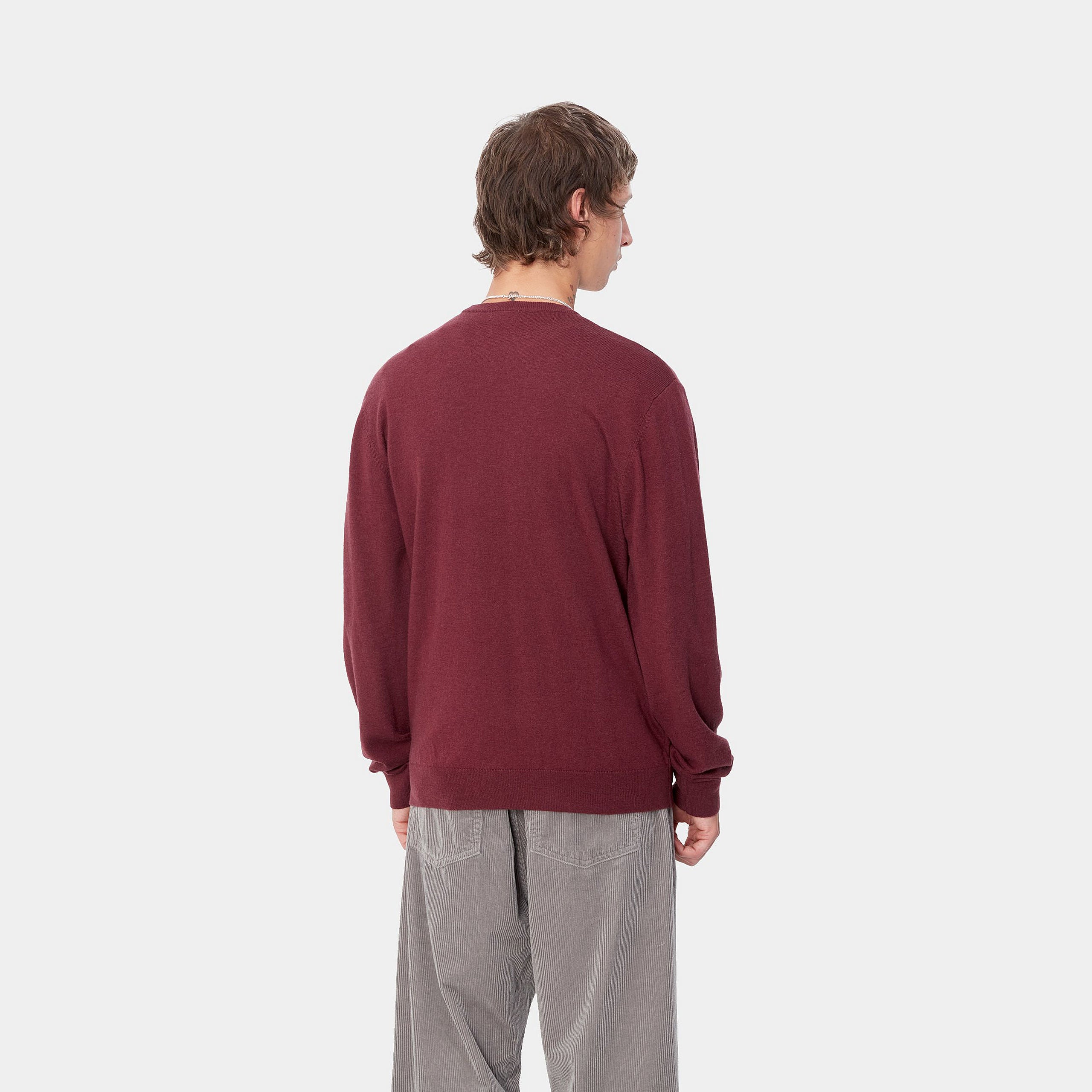 Men's Madison Sweater-Malbec / Black-Model Back View