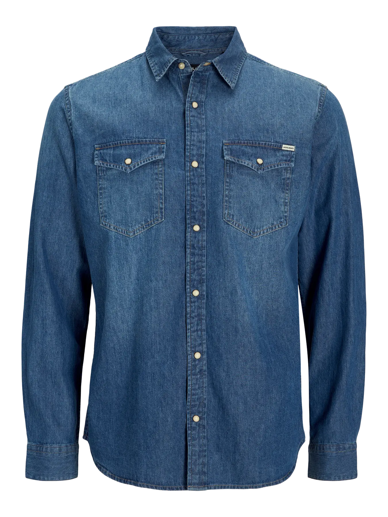 JACK & JONES Sheridan Medium Blue Denim Shirt Medium Blue Denim model front view