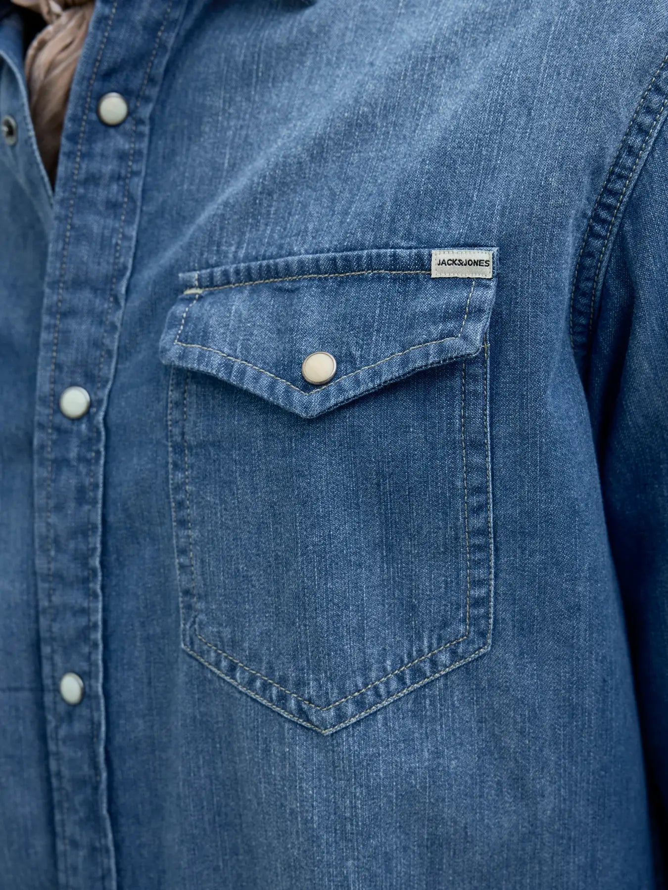 JACK & JONES Sheridan Medium Blue Denim Shirt Medium Blue Denim flat front view