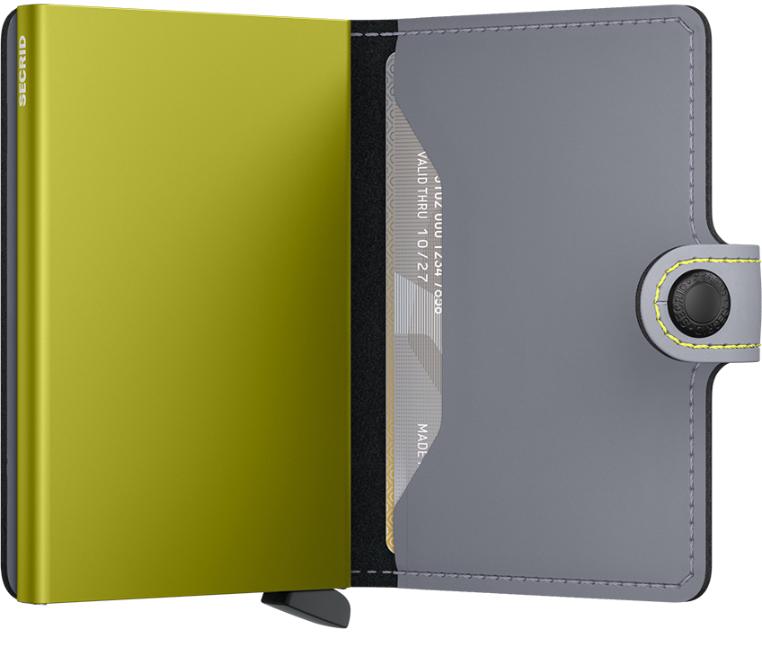 Secrid Matte Grey/Lime Miniwallet-Open view