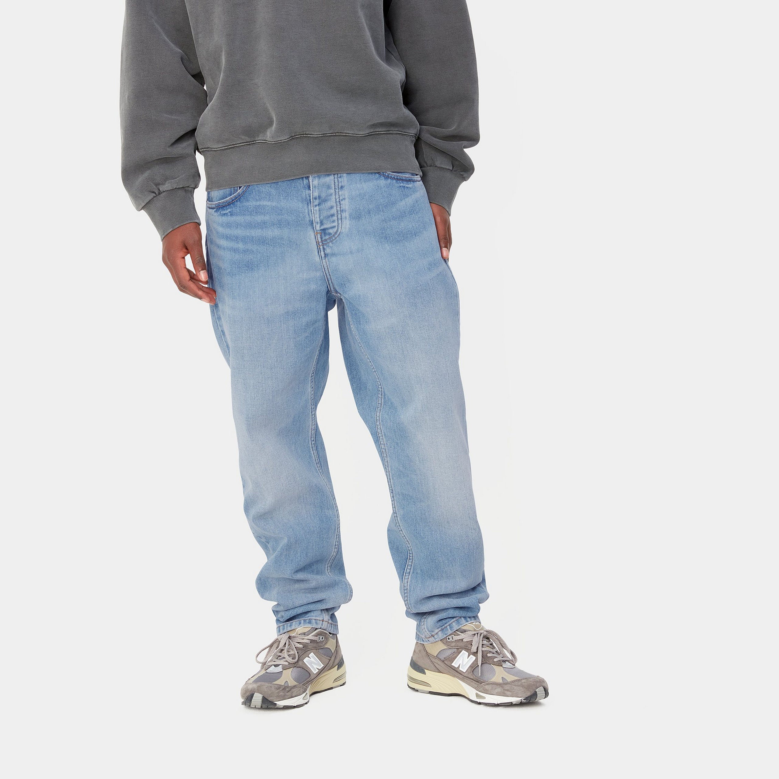 Carhartt WIP Newel Pant-Blue-Light Washed Blue front view