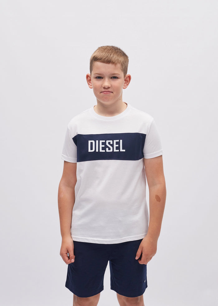 DIESEL KIDS Heath Navy / White Junior Boys Tee Navy / White front view