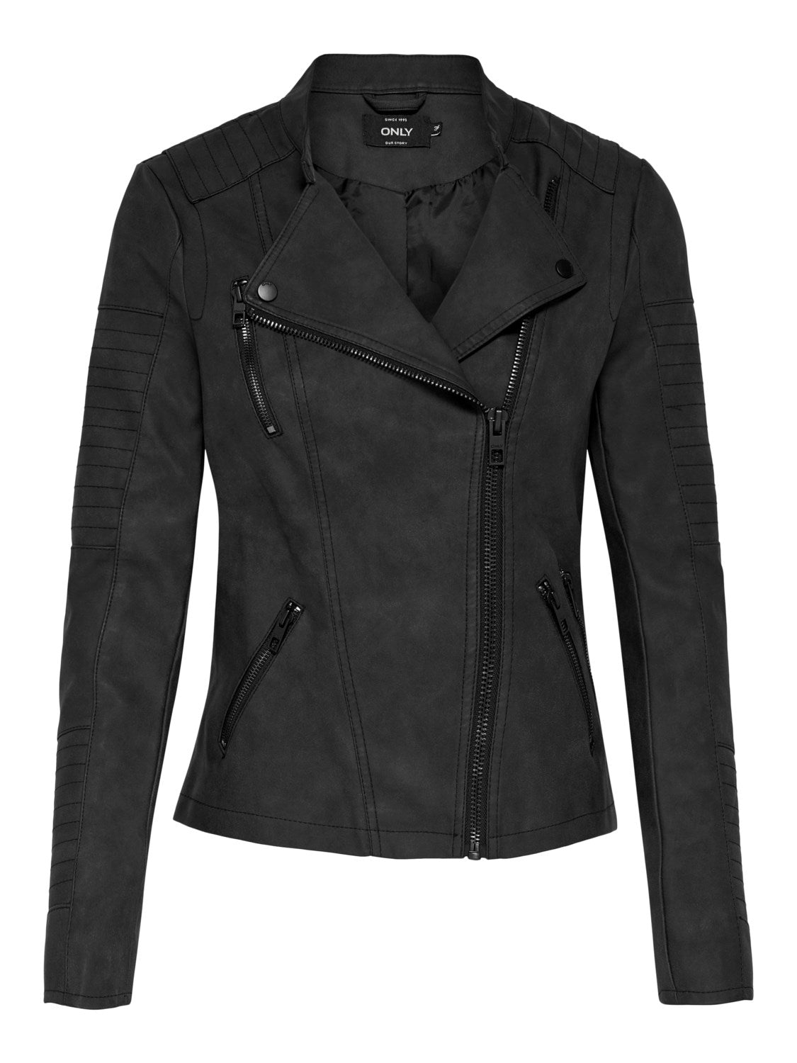 ONLY Ava Faux Leather Biker-Black BLACK back view