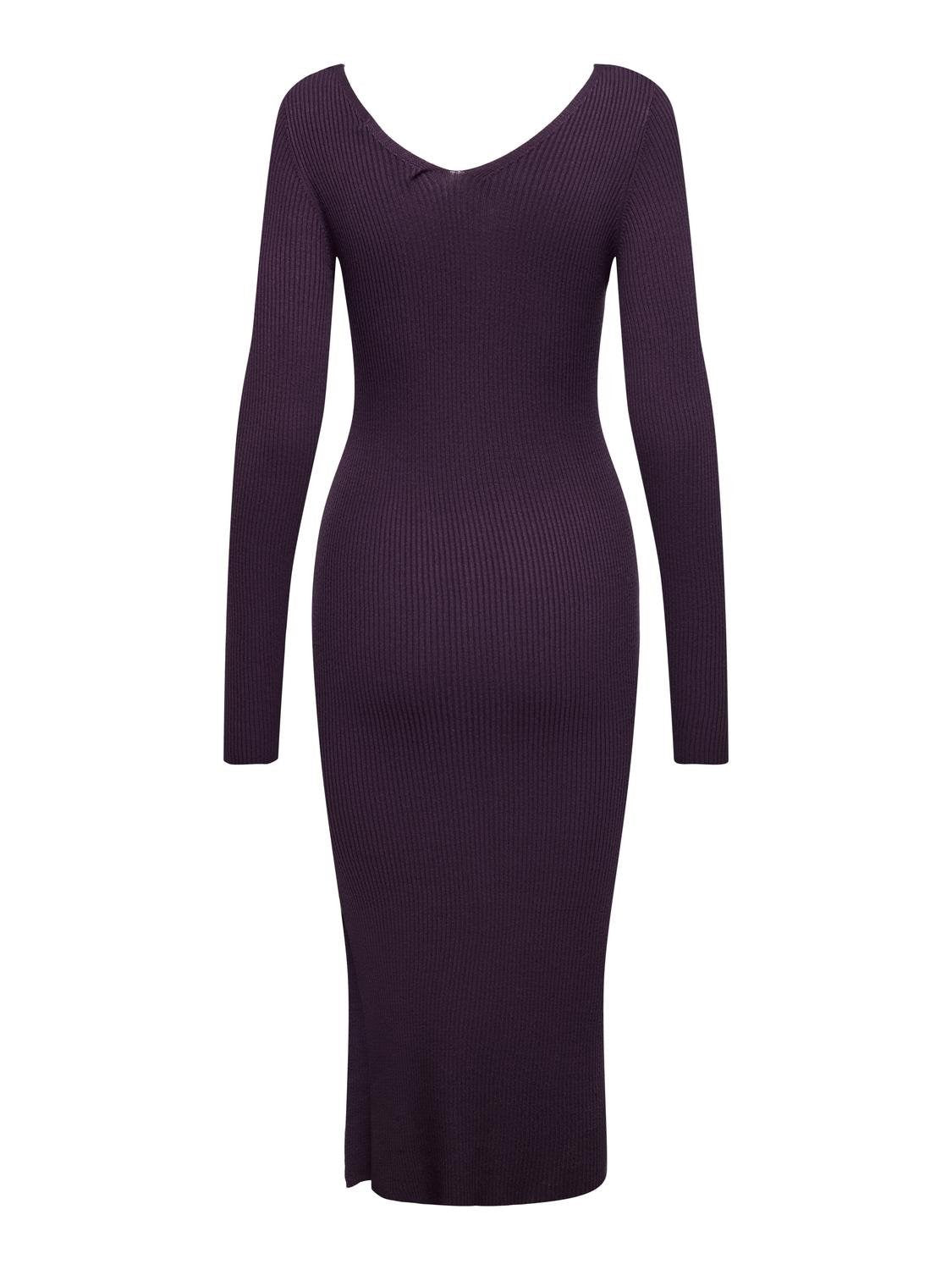Ladies Julie Life Long Sleeve V-Neck Maxi Dress-Italian Plum-Back View