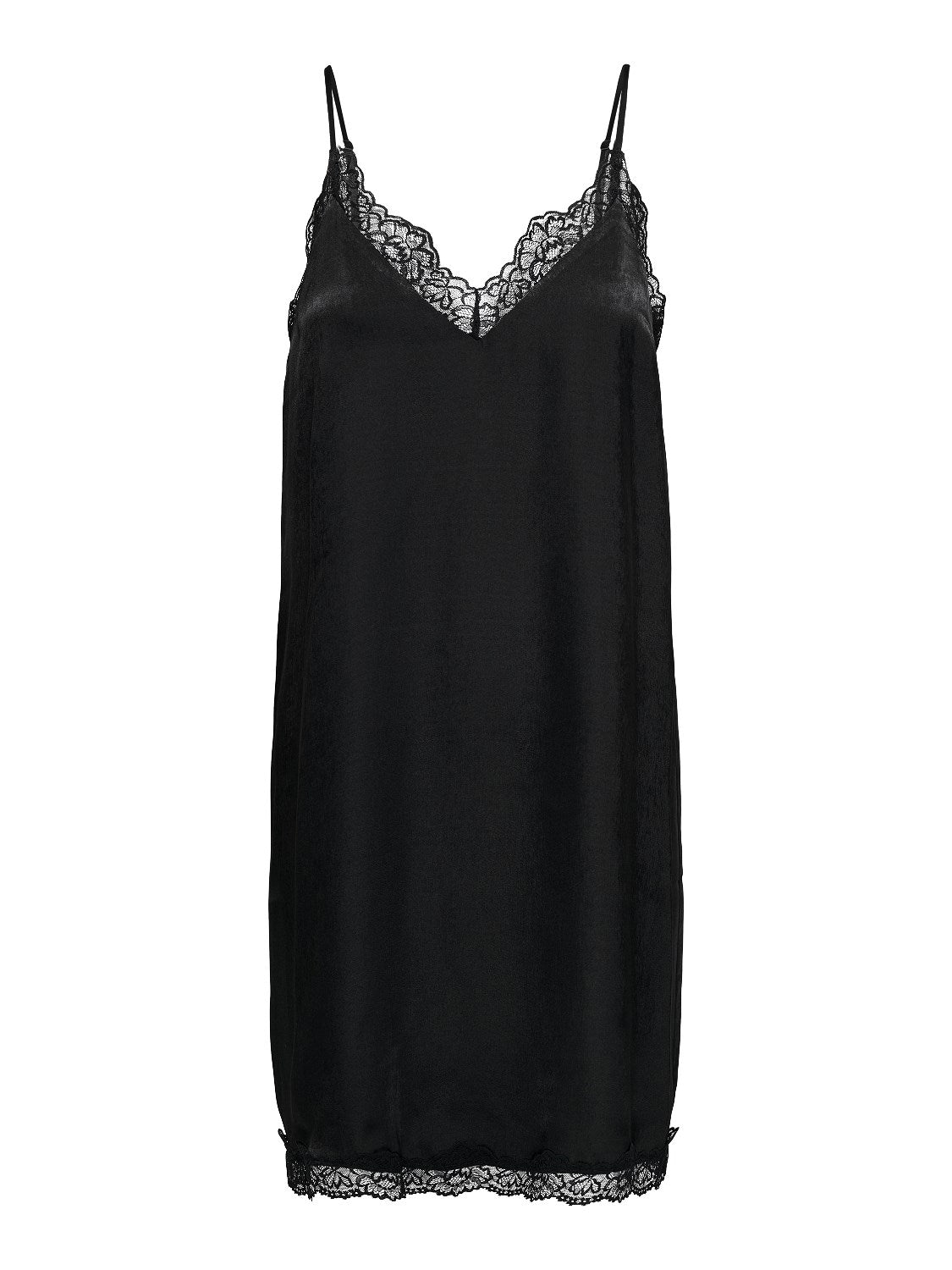 ONLY Fri Lace Singlet Mini Dress-Black BLACK front view