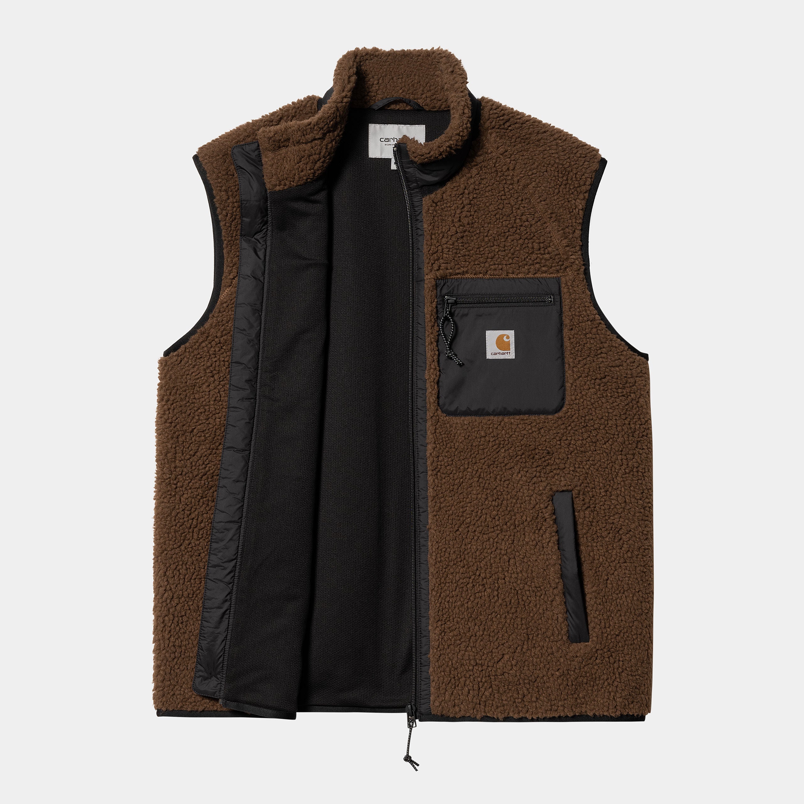 Carhartt WIP Prentis Vest Liner-Deep H Brown / Black Deep H Brown / Black model front view