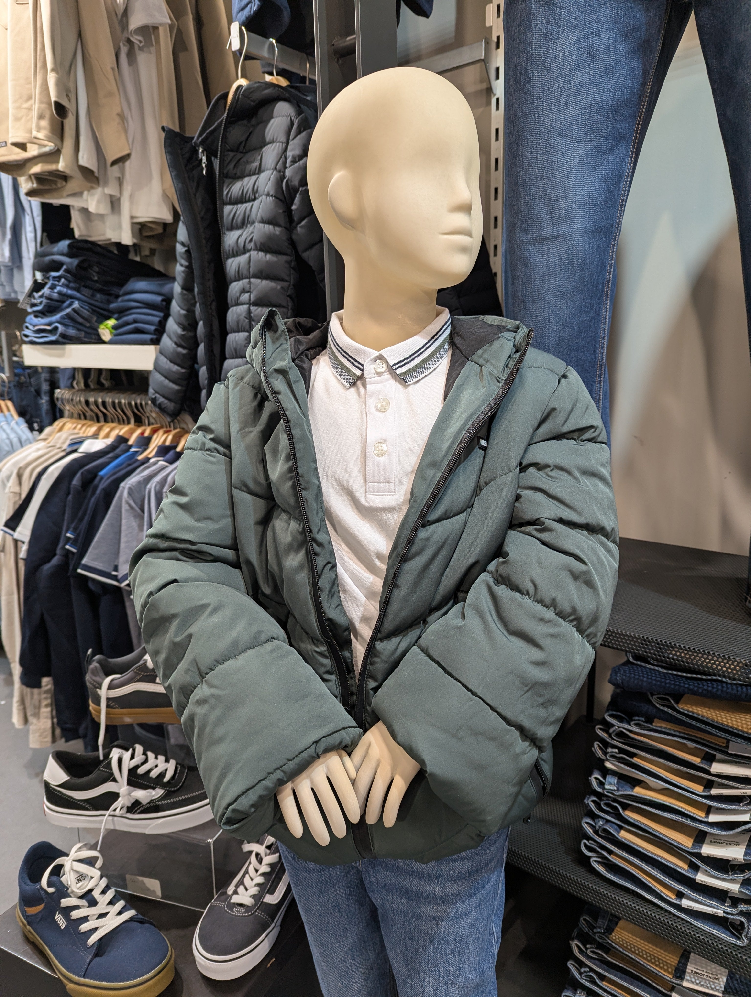 Boys Pelton Padded Olive Jacket-Front View
