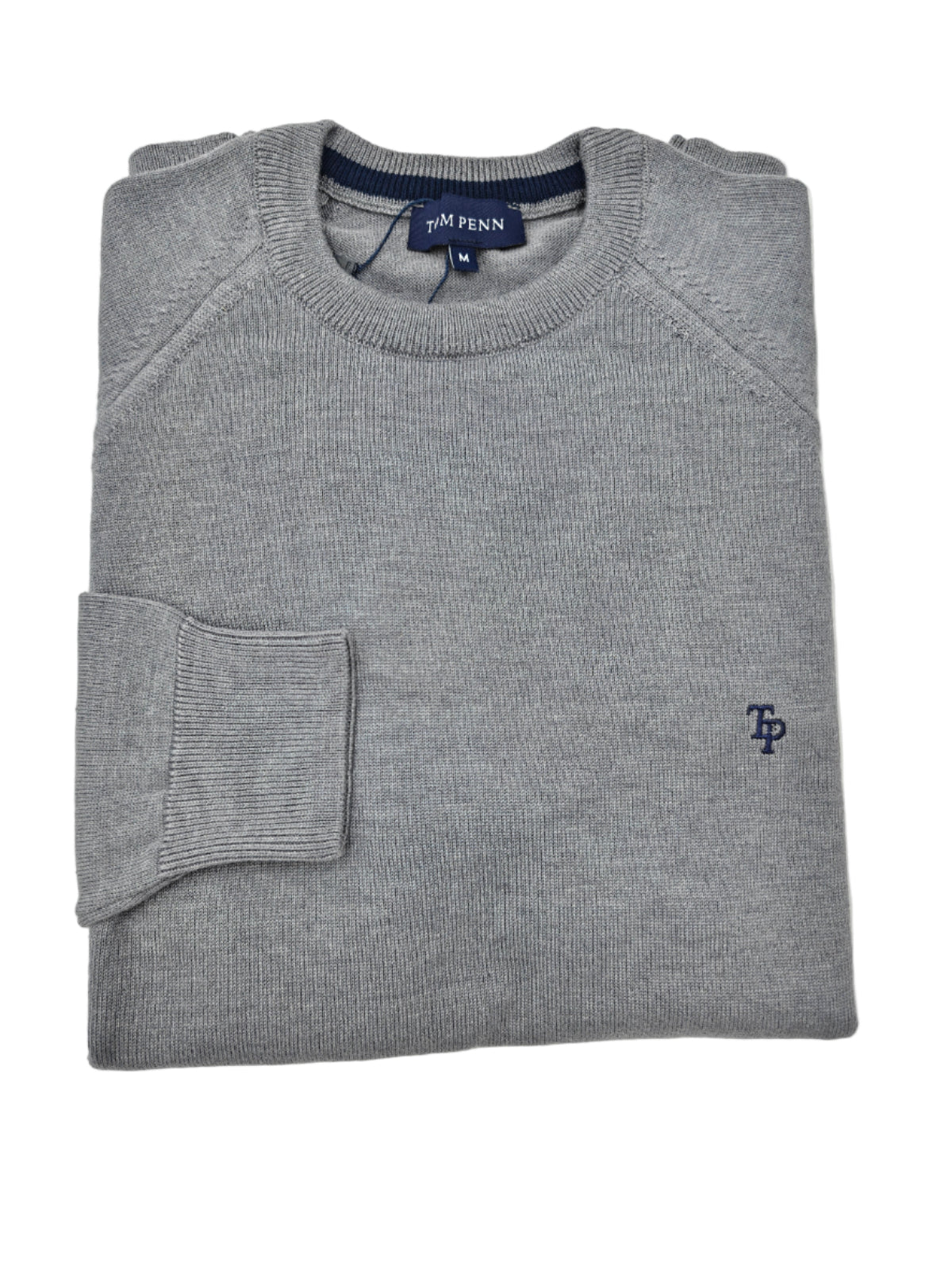 tom penn Tom Penn Grey Crew Knit Grey model front view