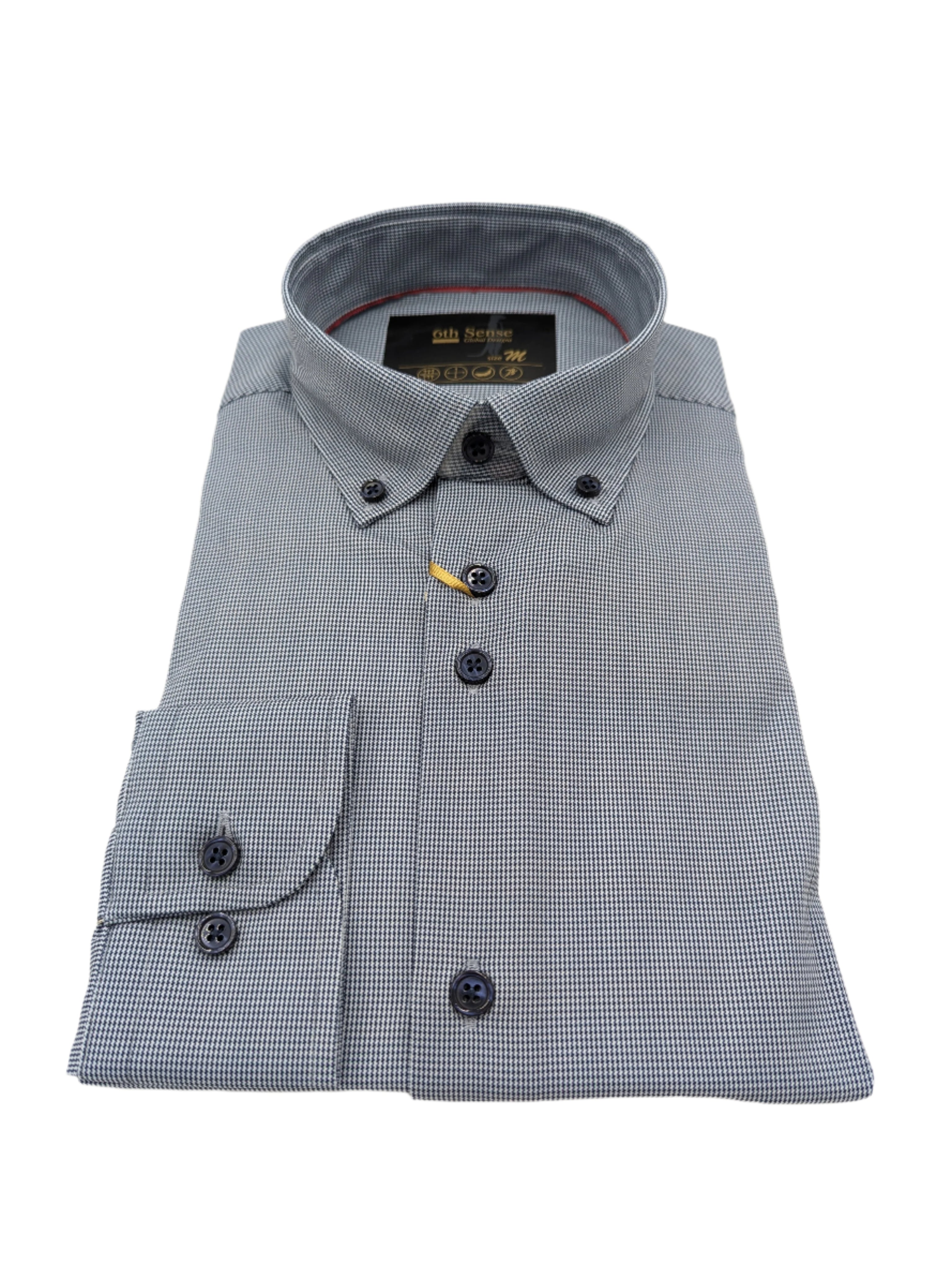 Perform 22 Dark Navy / White Pattern Shirt-Button detail