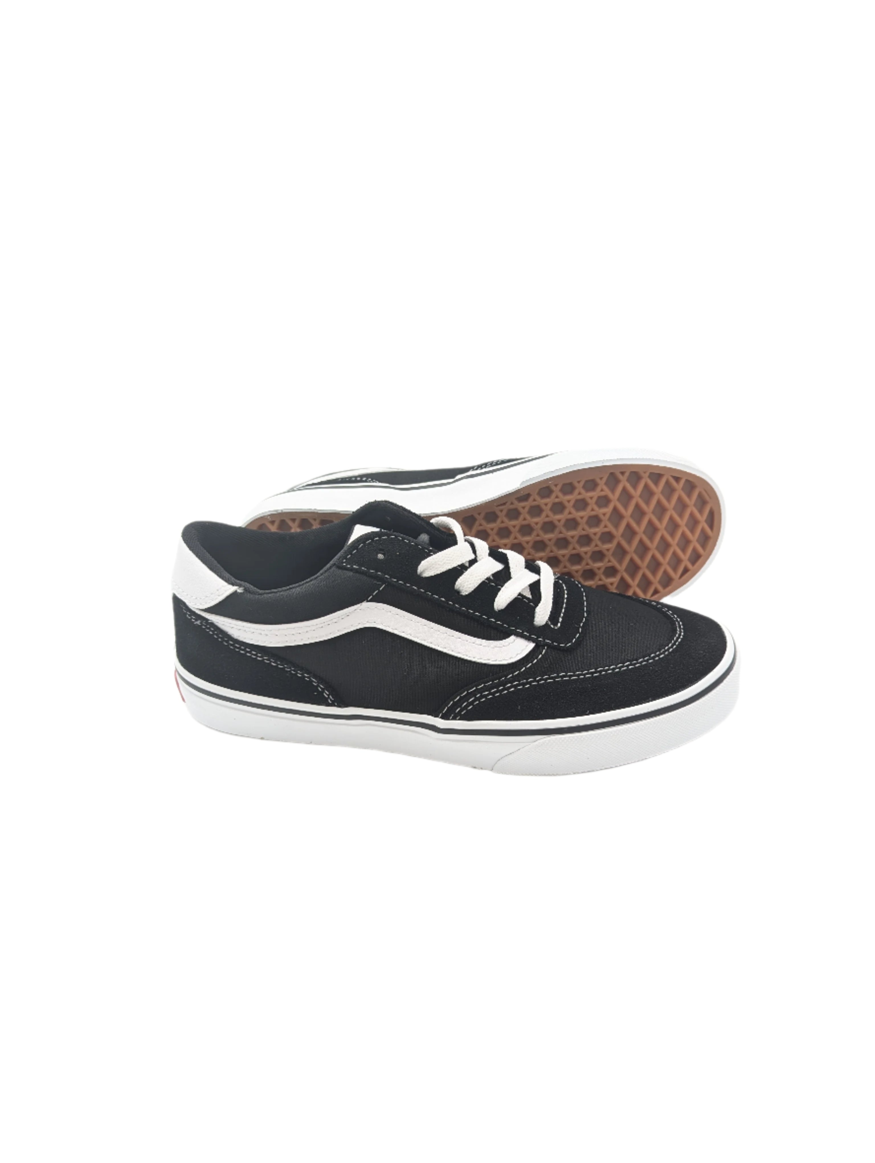 Vans Youths Brooklyn Black/White Boys Trainers Black/White model front view