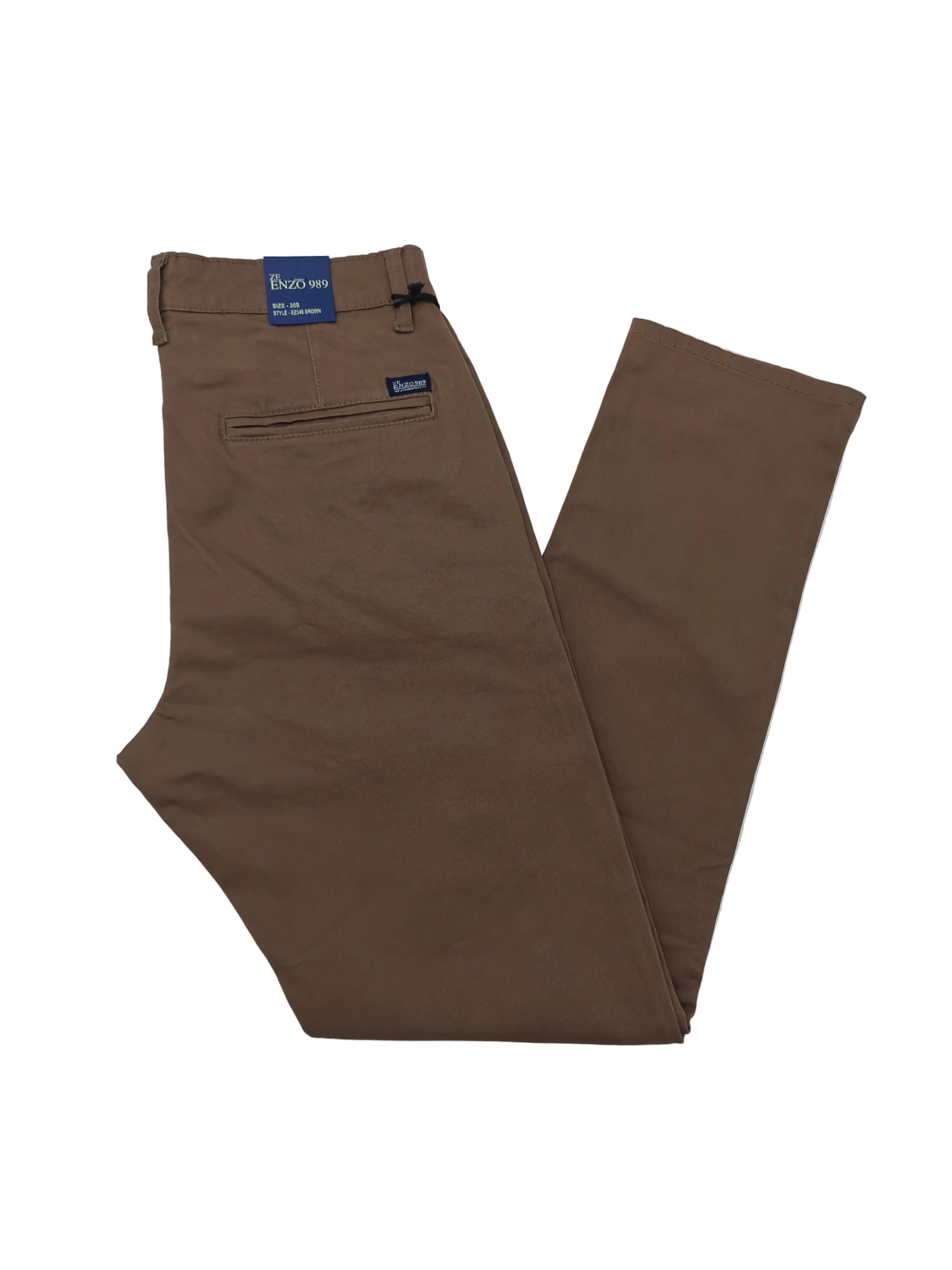 ENZO Enzo Brown Slim Fit Chino BROWN front view