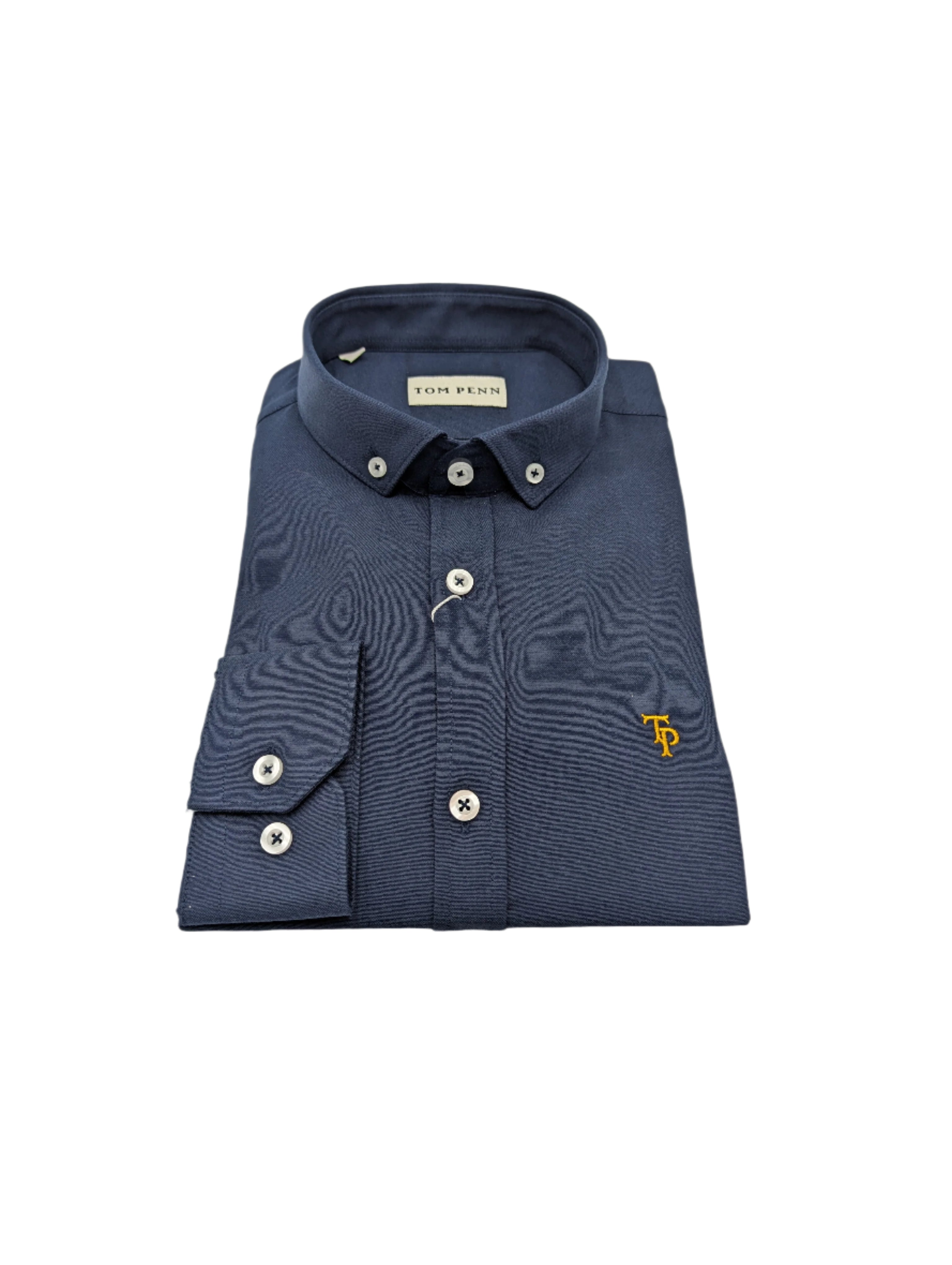 Tom Penn Slim fit PL Navy Shirt-Close up