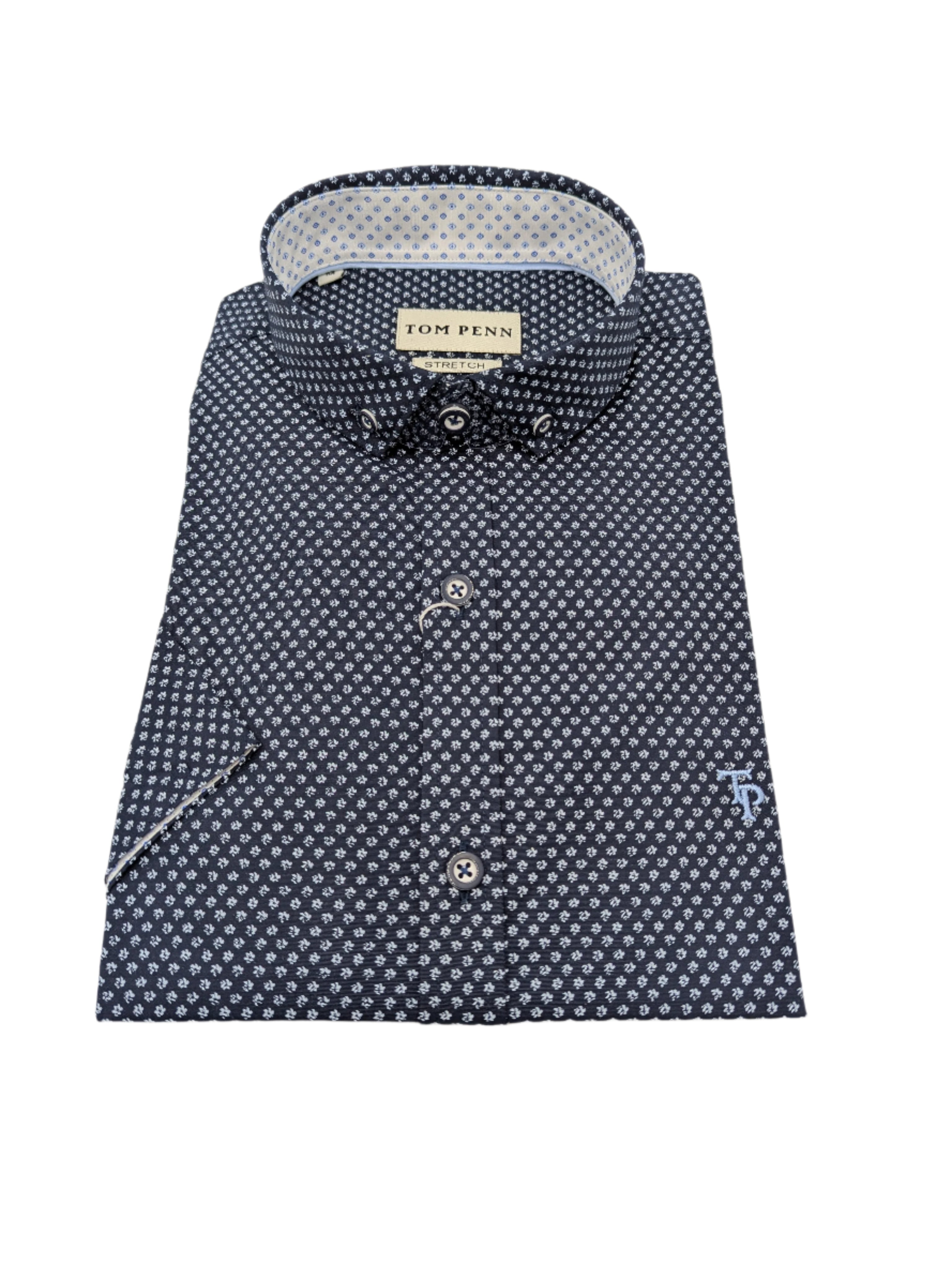 tom penn Tom Penn Navy Short Sleeve Shirt Navy front view