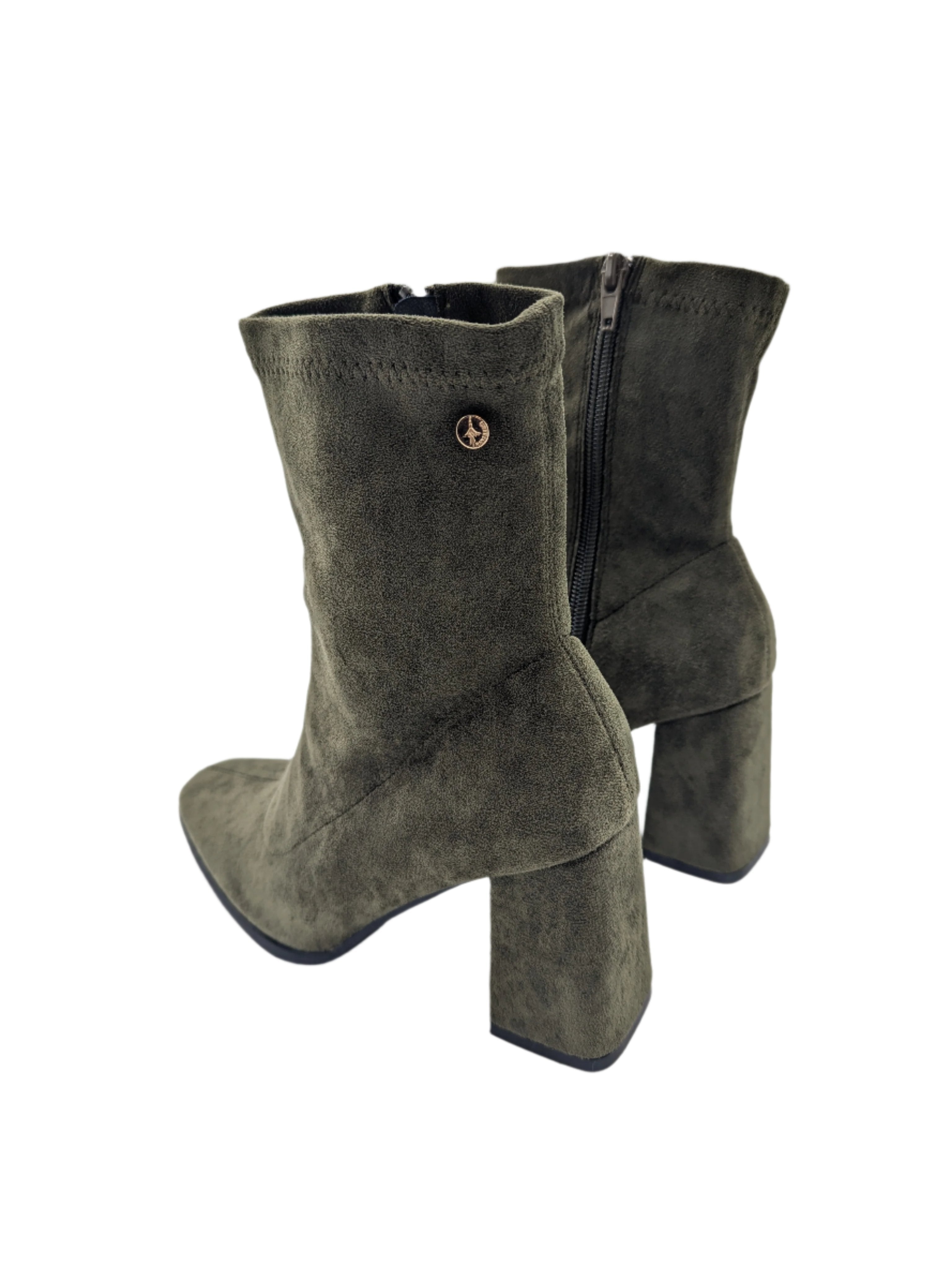 Rena Green Suede Sock Boot-Heel view