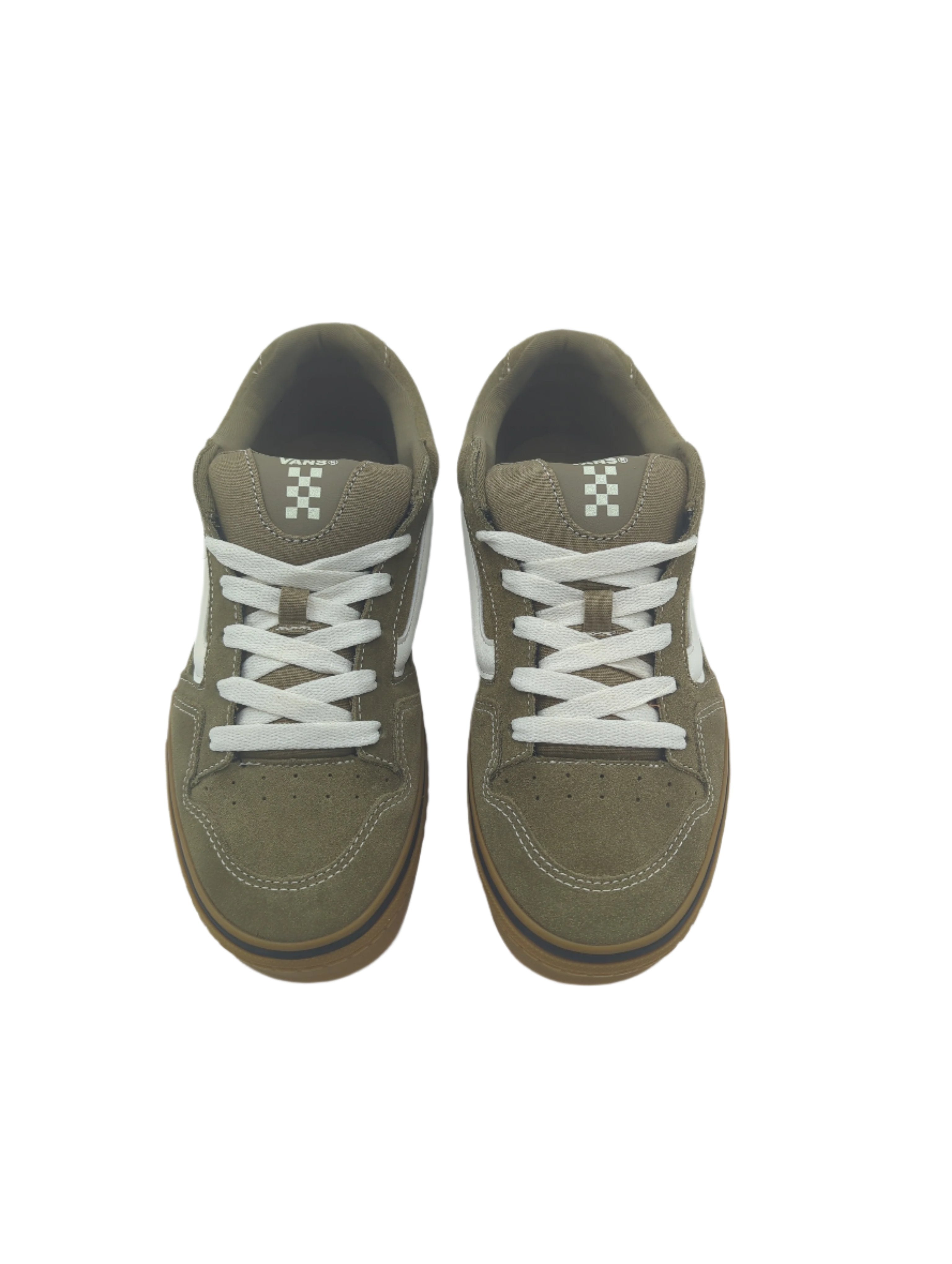 VANS Caldrone Olive Suede Gum Sole Sneaker OLIVE model front view