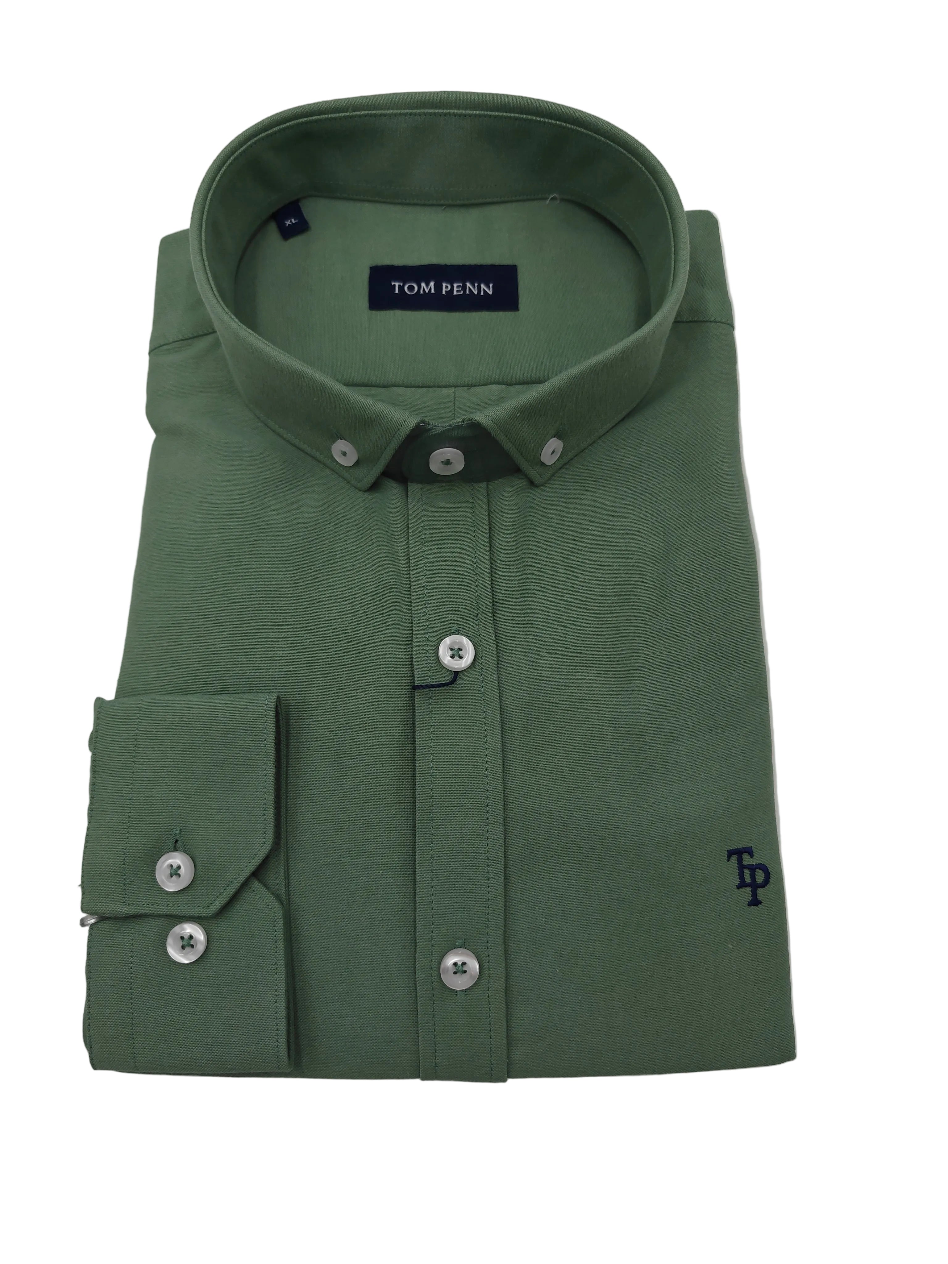 tom penn Tom Penn Green 1 Oxford Shirt Green front view