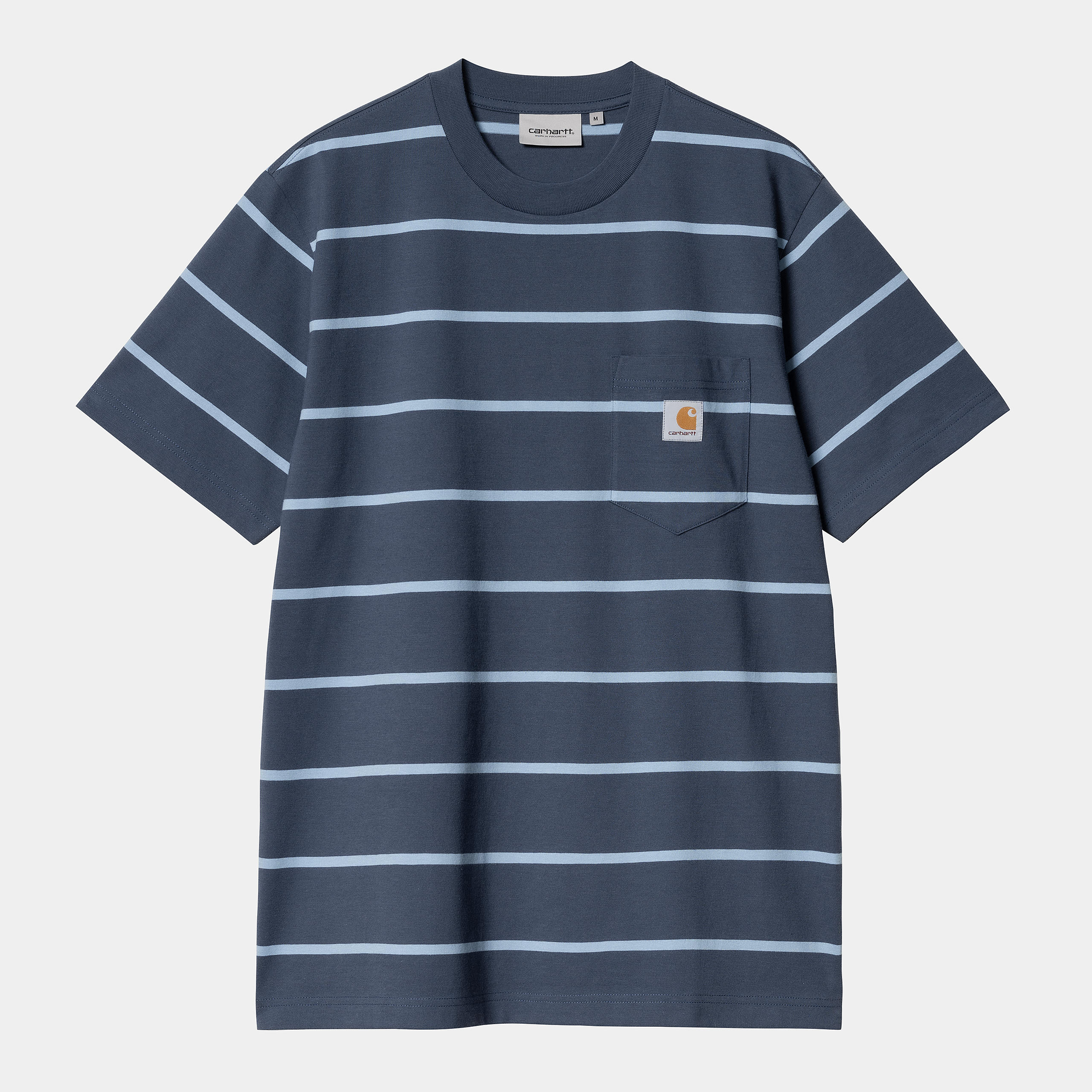 Short Sleeve Aiken Pocket T-Shirt-Aiken Stripe  Dusky Blue