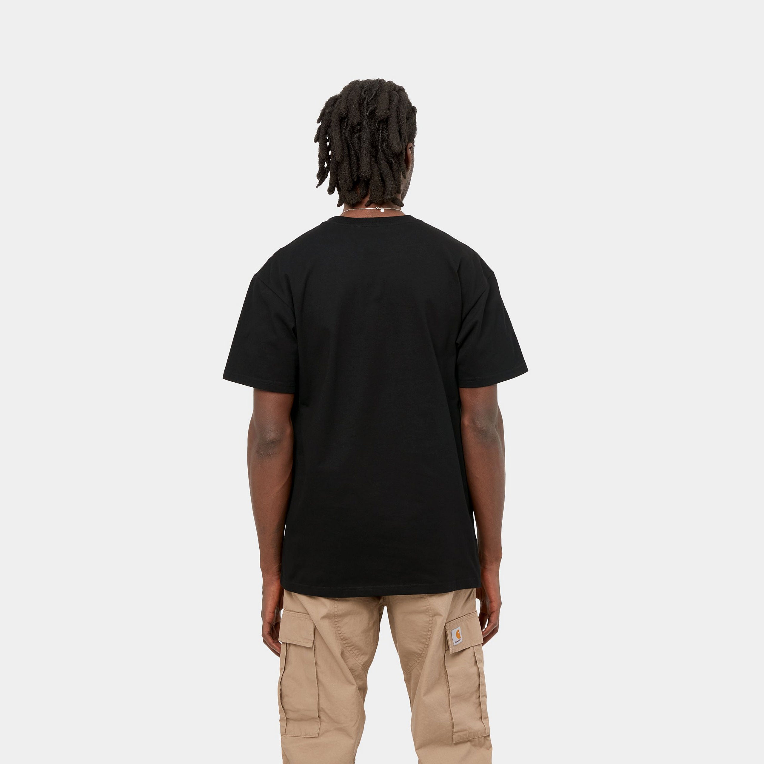 Men's Short Sleeve Chase T-Shirt-Black / Gold-Model Back View