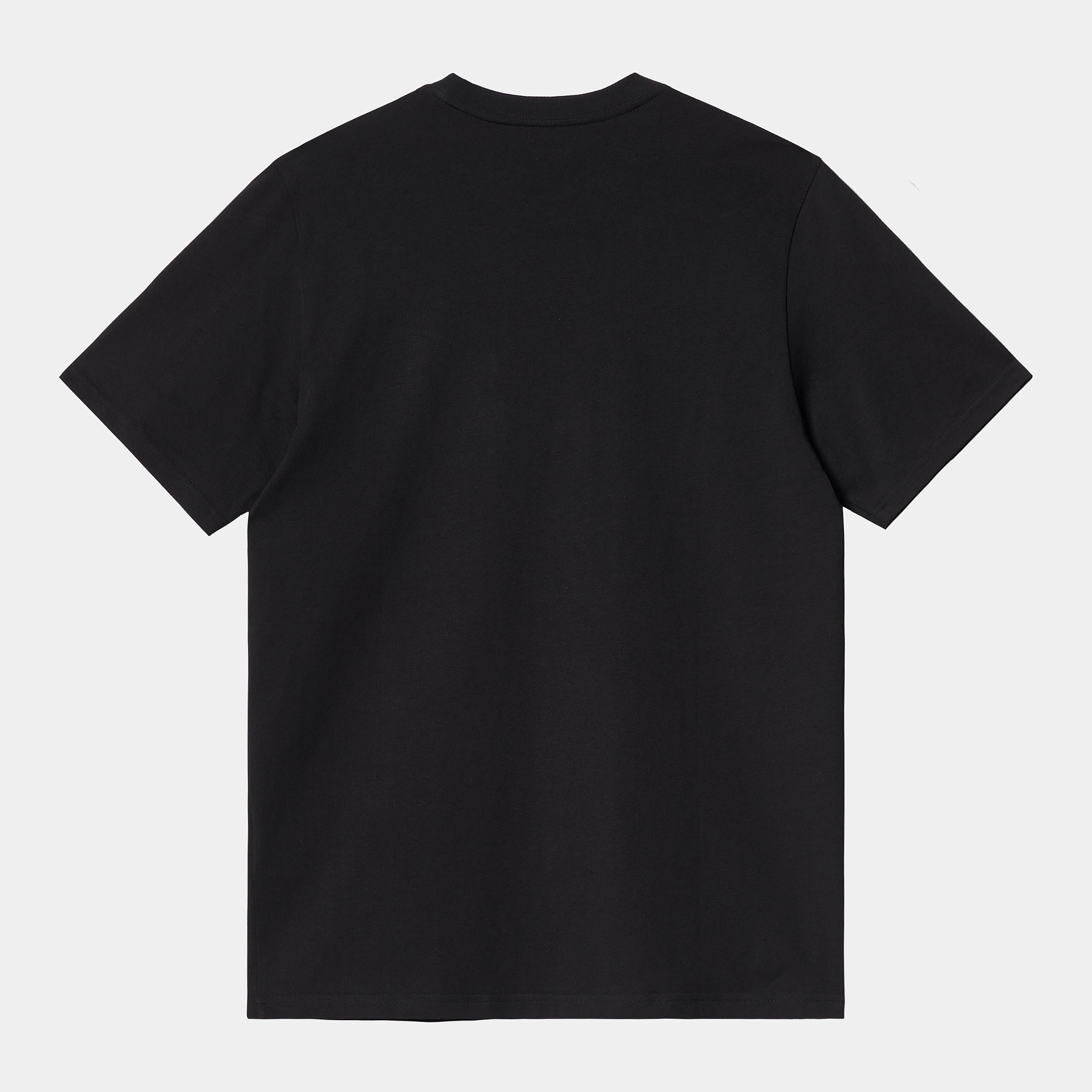 Men's Short Sleeve Pocket Heart T-Shirt-Black / Black-Back View