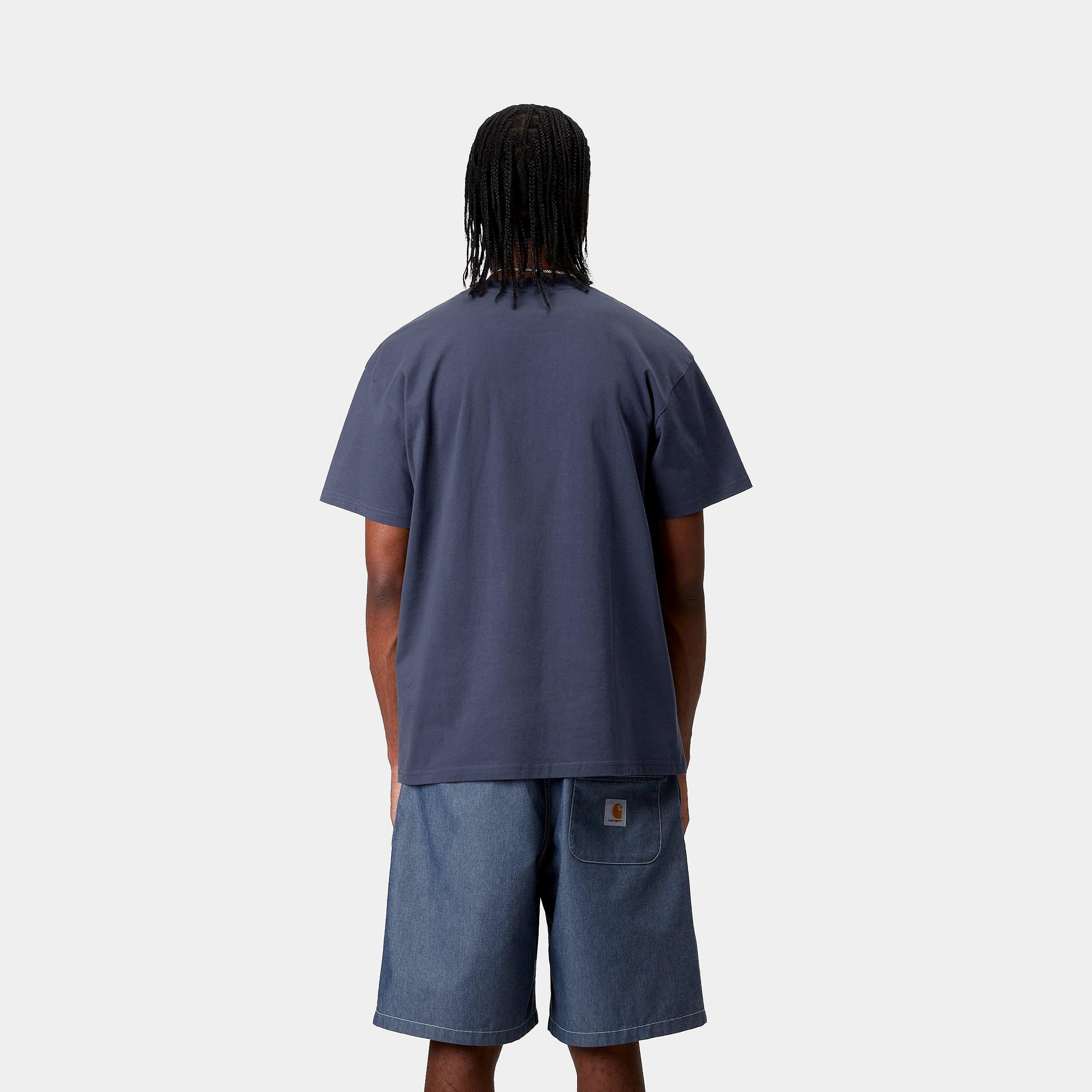 Carhartt WIP Short Sleeve Pocket Heart T-Shirt-Blue Blue model front view