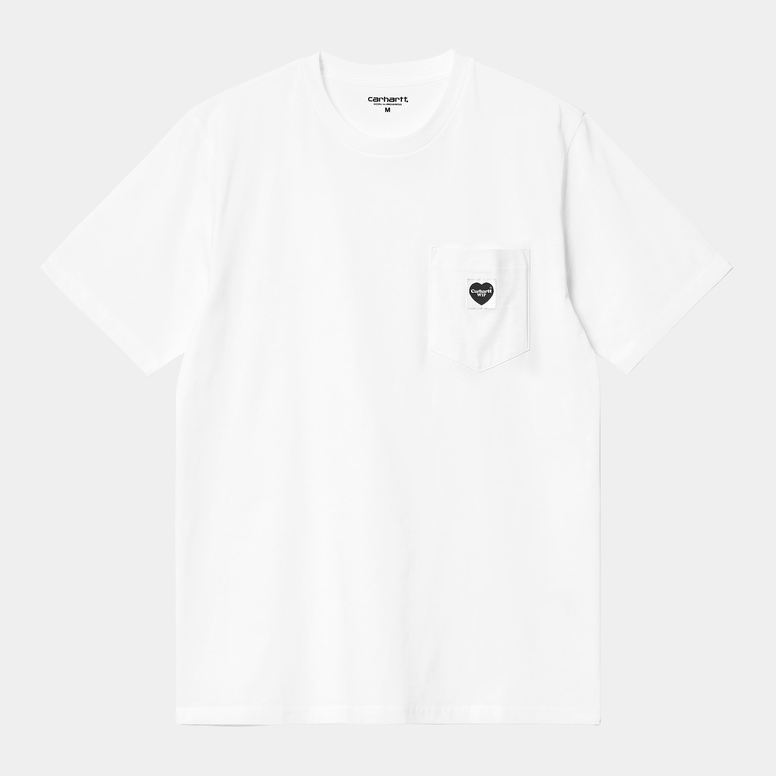 Men's Short Sleeve Pocket Heart T-Shirt-White / Black-Front View
