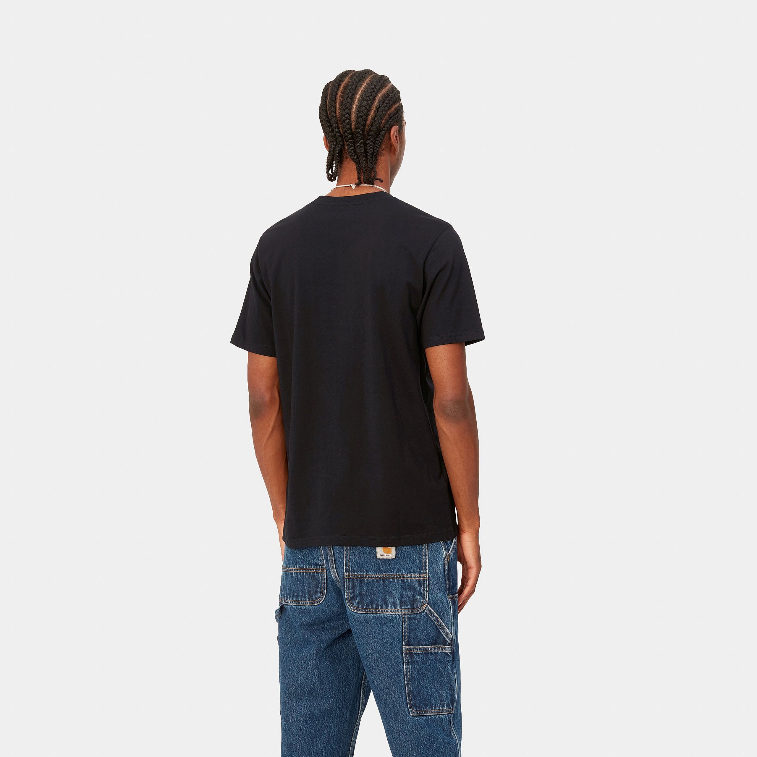 Men's Short Sleeve Pocket T-Shirt-Black-Model Back View