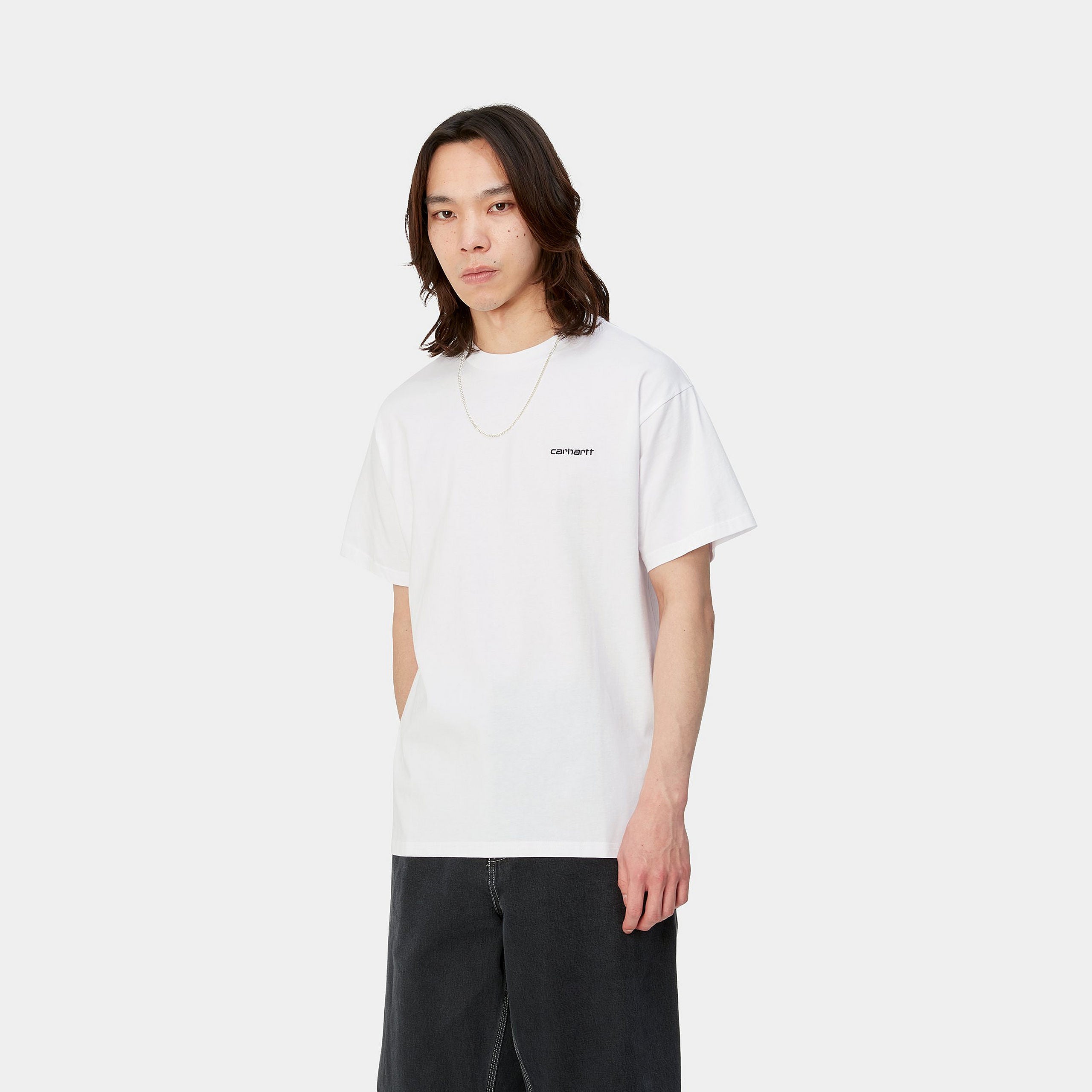 Carhartt WIP S/S Script Embroidery T-Shirt-White / Black White / Black front view