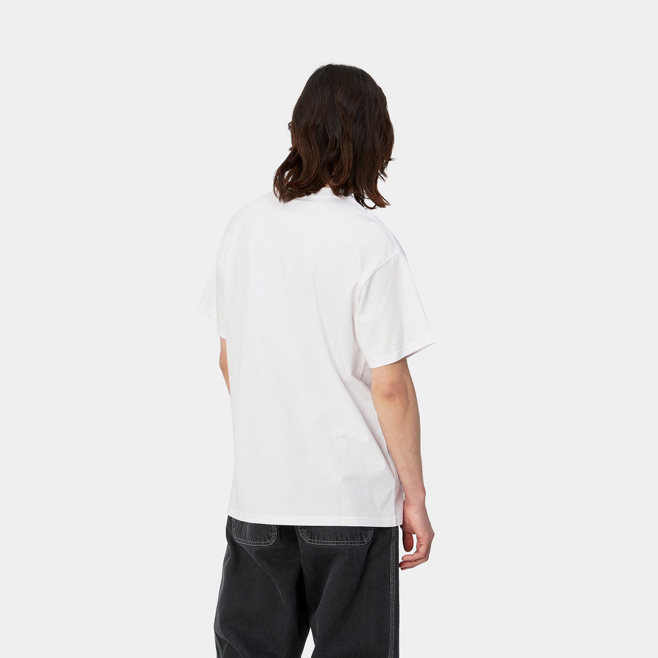 short sleeve white/black Script T-Shirt -Back view
