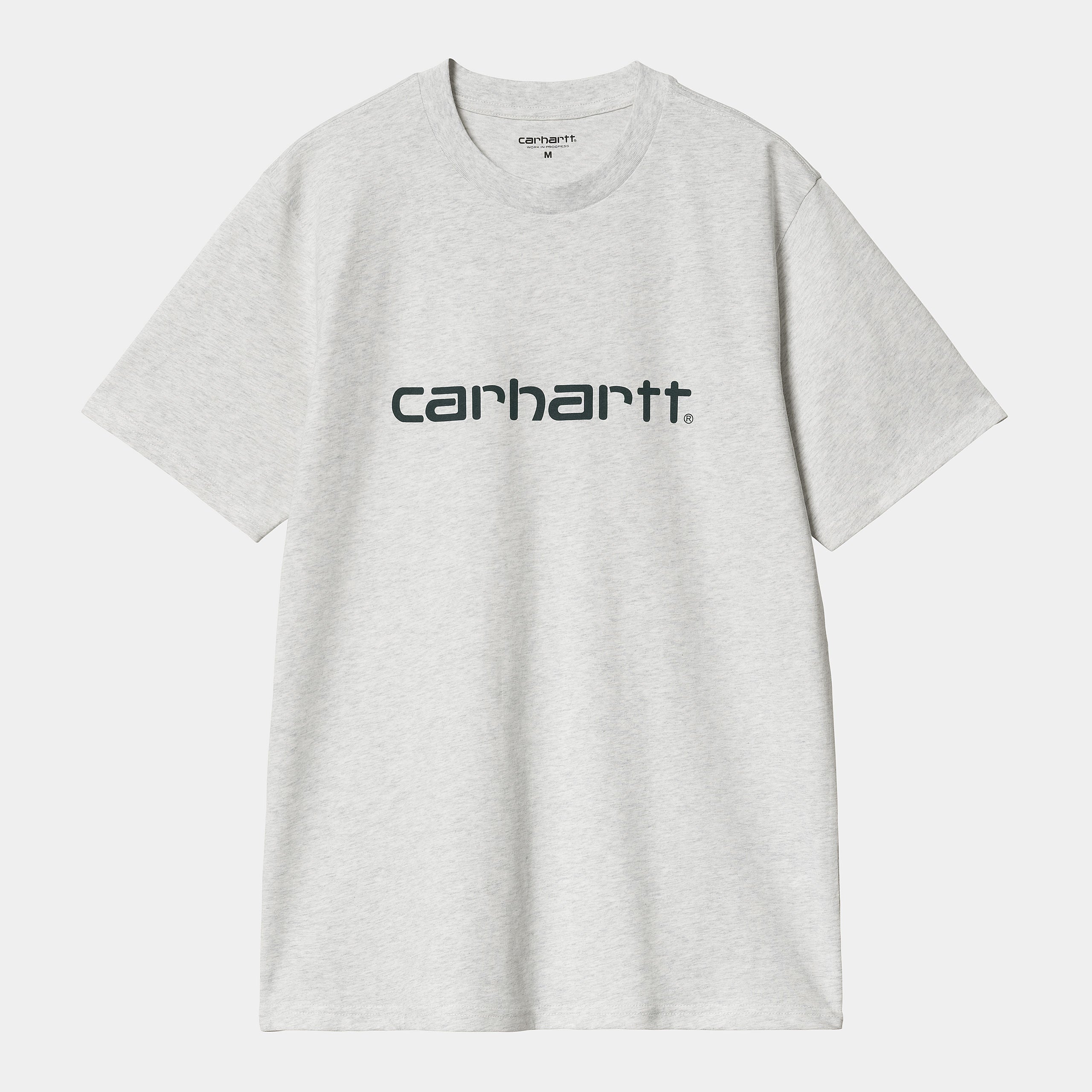 Carhartt WIP S/S Script T-Shirt-Ash Heather / Duck Blue Ash Heather / Duck Blue front view
