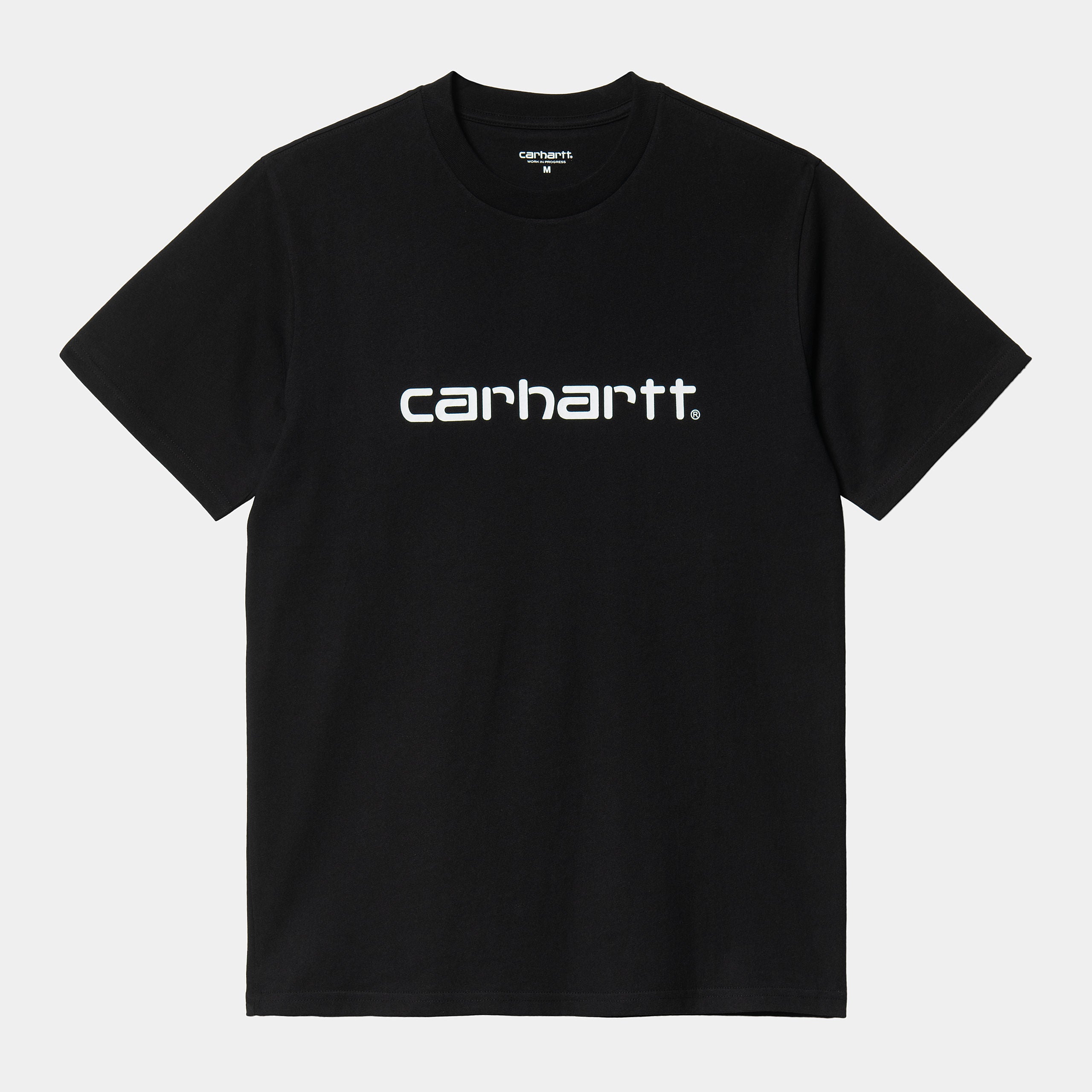 Men's Short Sleeve Script T-Shirt-Black / White-Front View