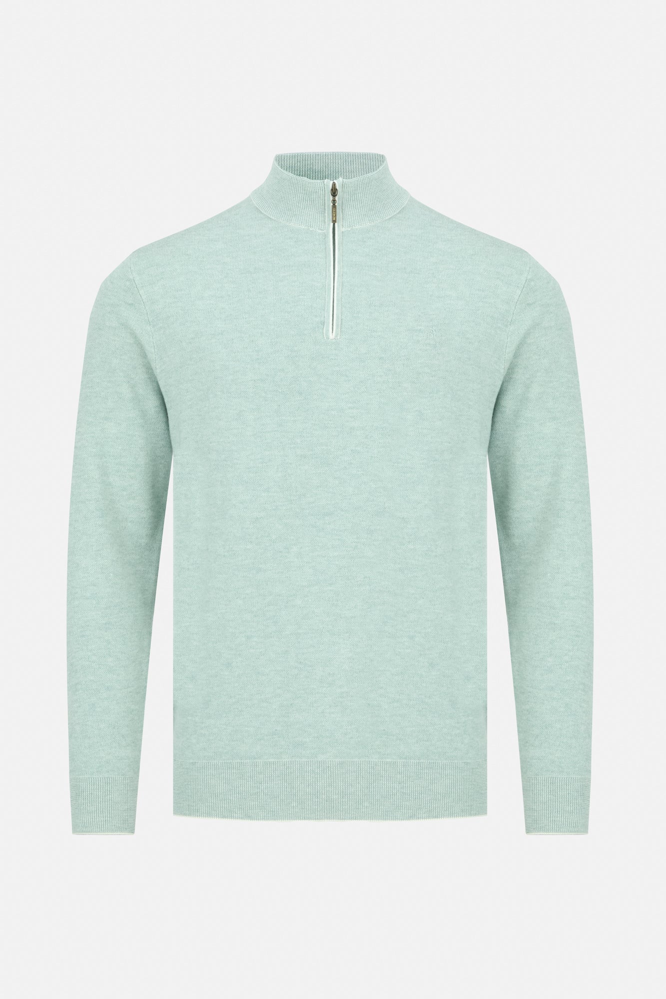 BENETTI Julius Sage 1/4 Zip Knit Sage model front view
