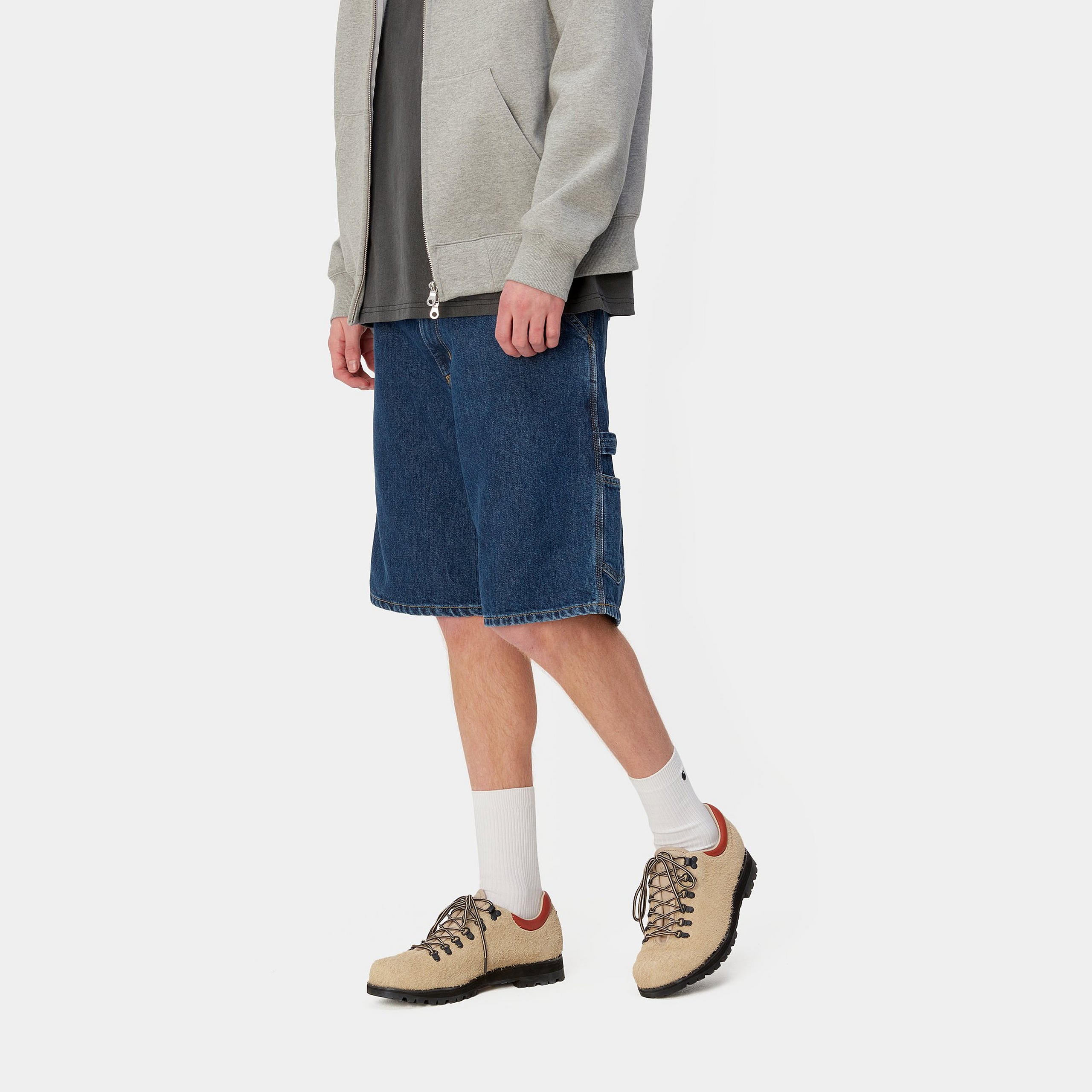 Carhartt WIP Single Knee Short-Blue Blue-Stone Washed detail view
