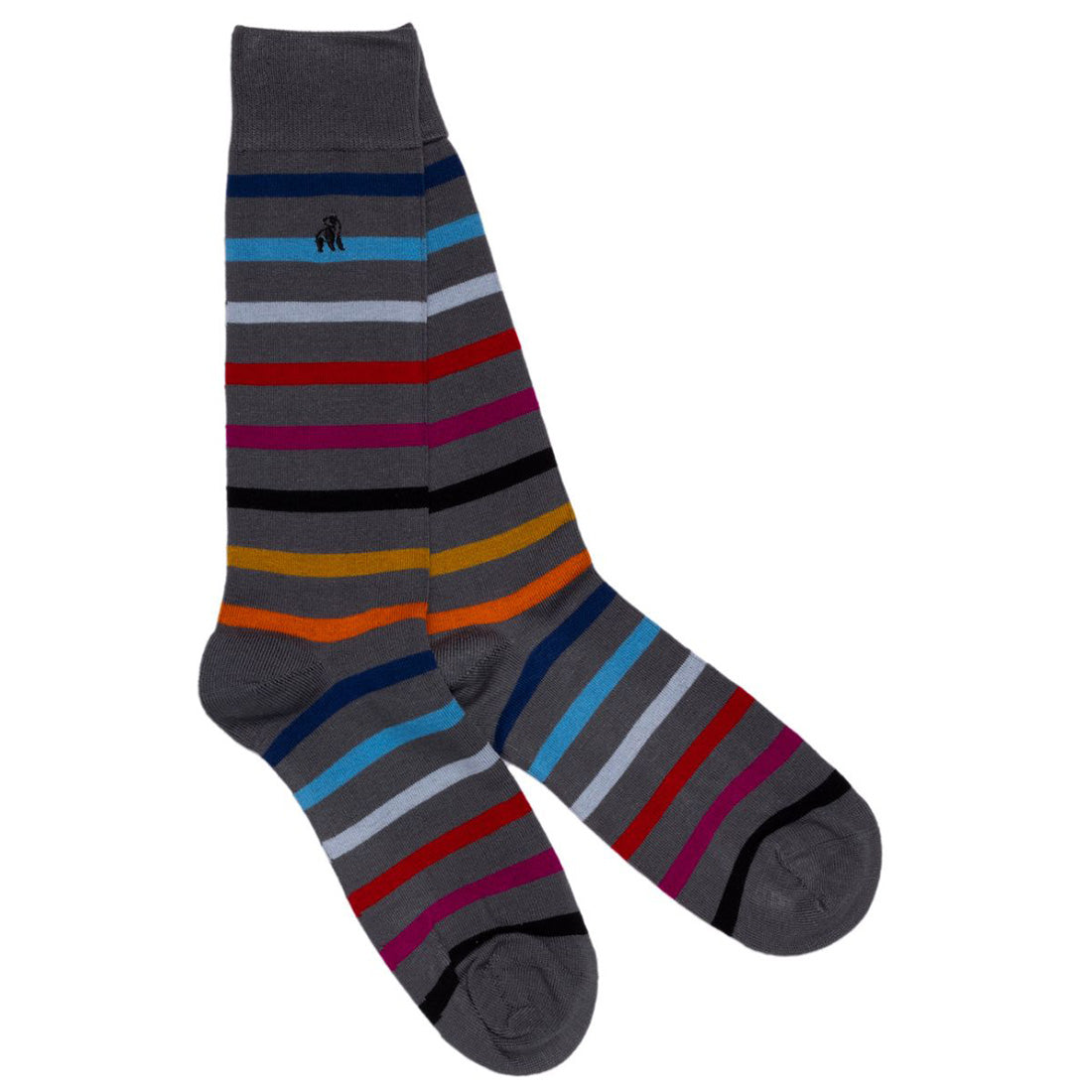Swole Panda Grey Small Striped Bamboo Socks product view