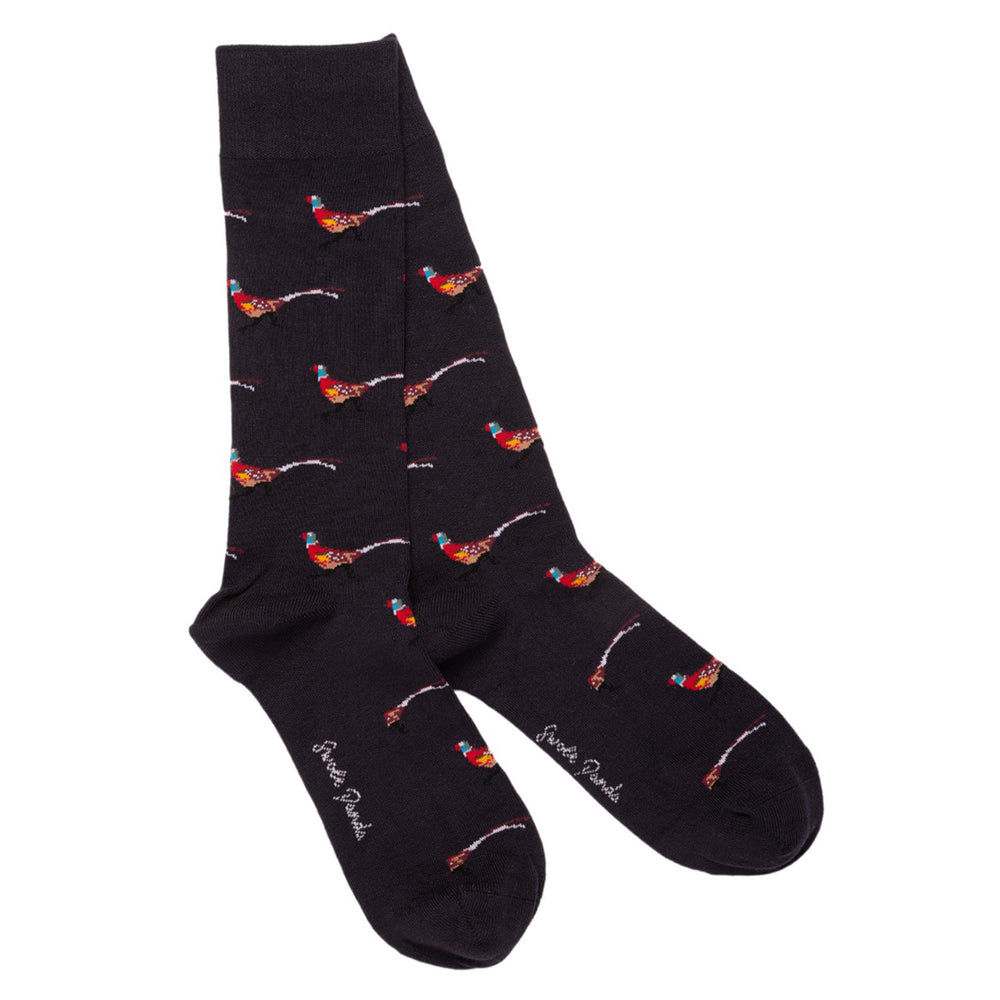 Swole Panda Pheasant Bamboo Navy Socks Navy front view