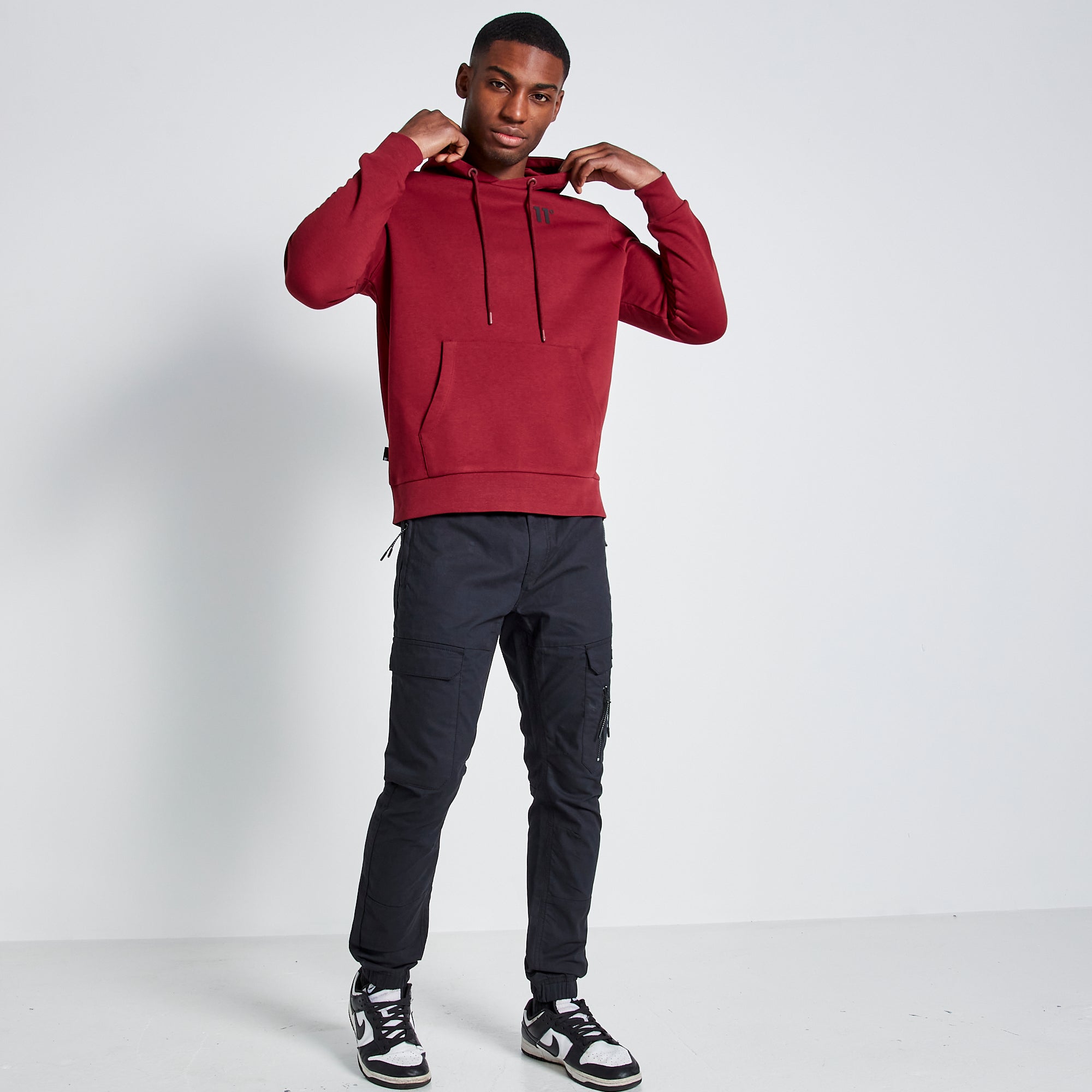 Men's Core Pullover Hoodie - Pomegranate-Model Full Front View