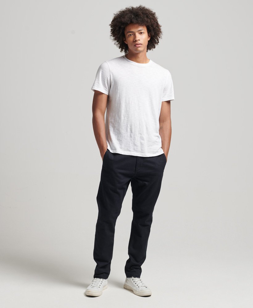 Officers Slim Navy Chino Trousers-Full model view