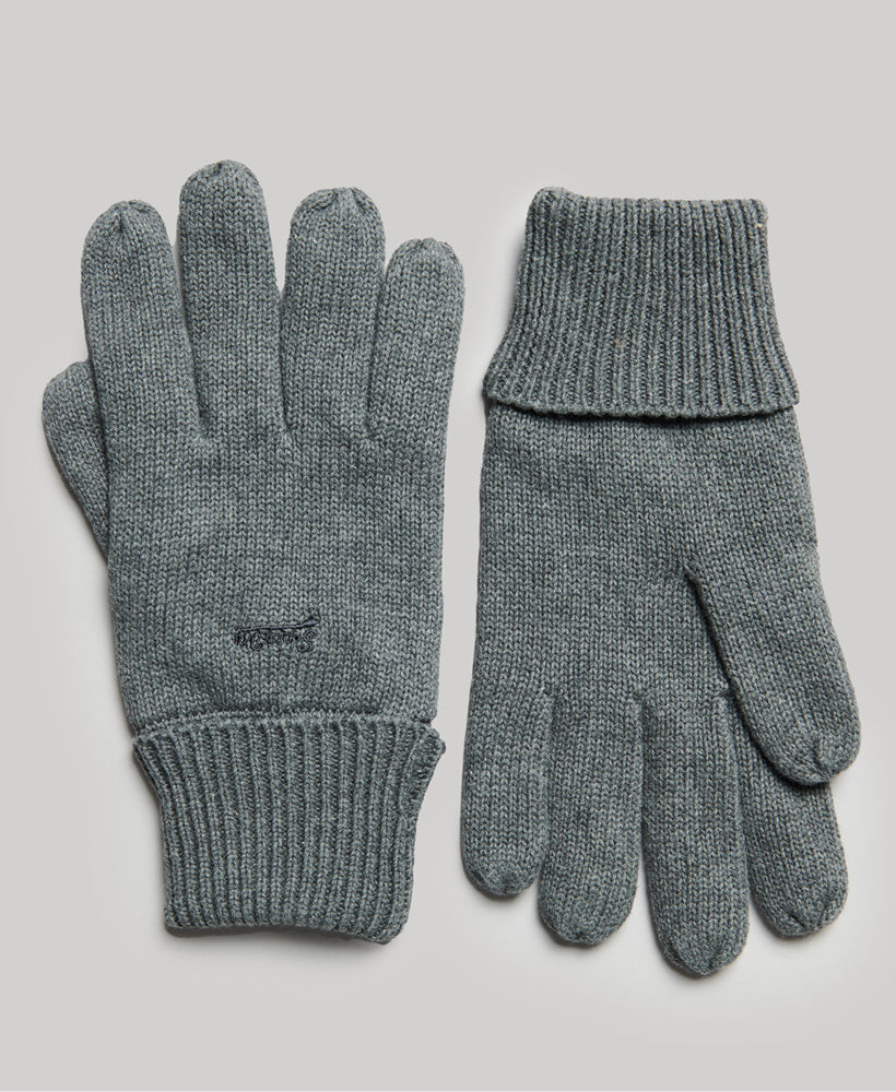 SUPERDRY Knitted Logo Gloves-Rich Charcoal Marl Rich Charcoal Marl front view