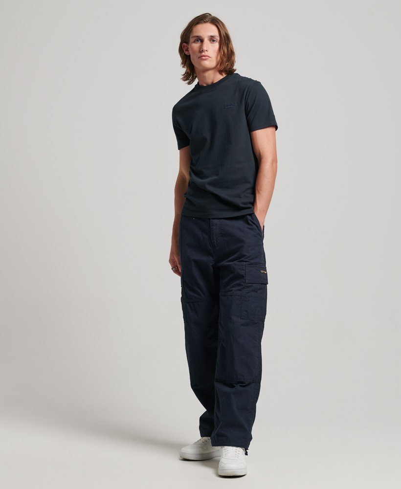 Vintage Logo Embroidery Navy Tee-Full model view