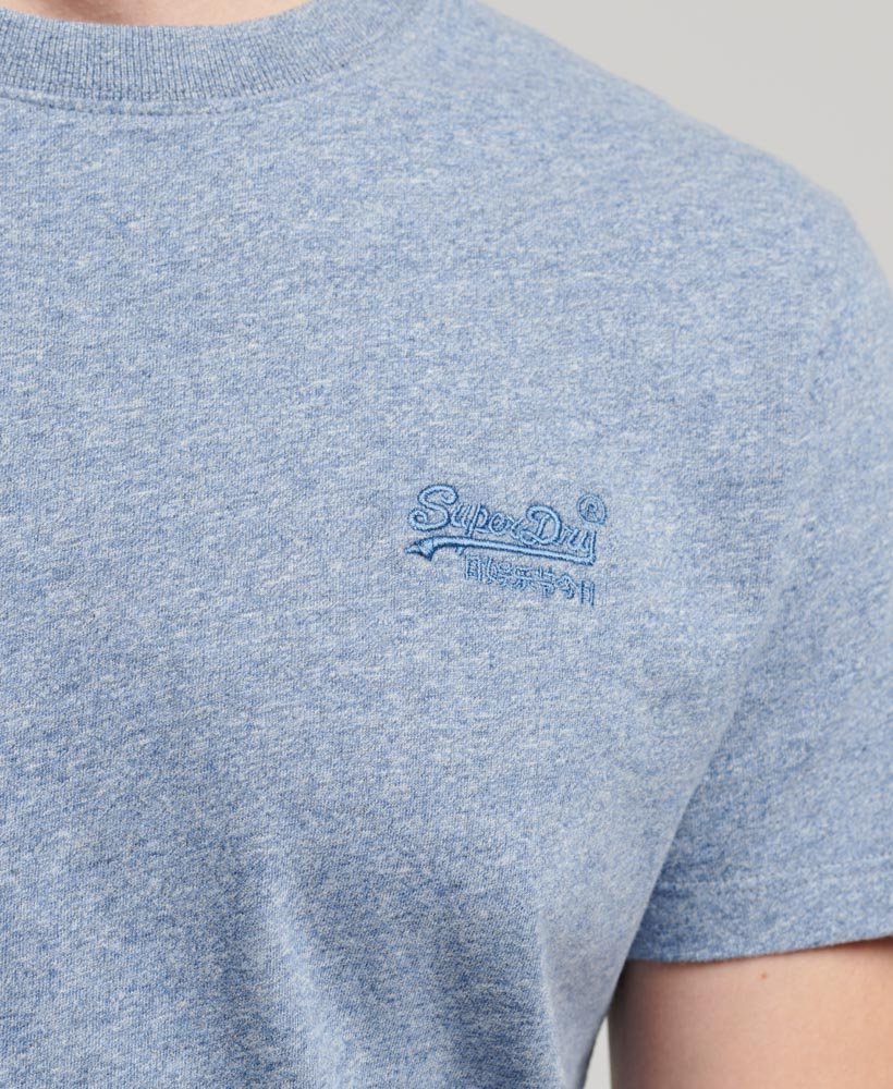 Men's Essential Logo Emb Tee-Bay Blue Marl-Chest Logo View