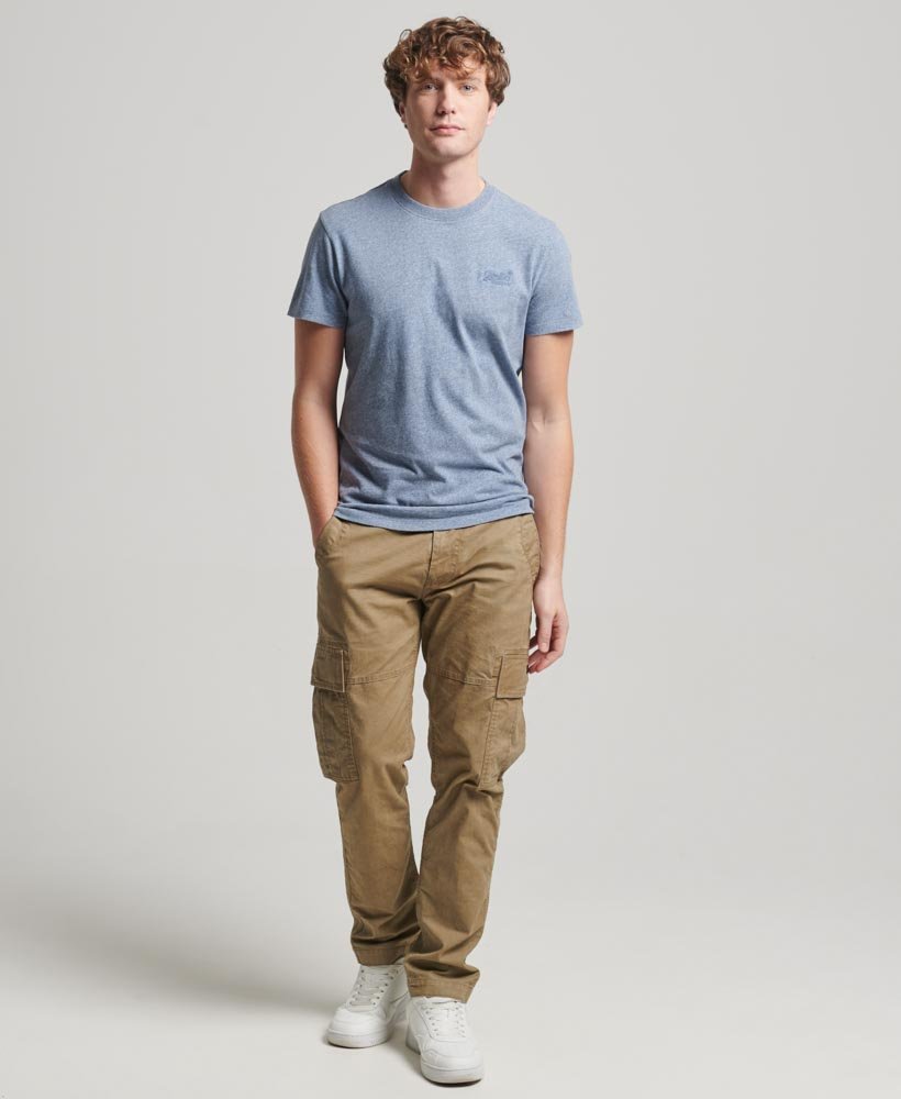 Men's Essential Logo Emb Tee-Bay Blue Marl-Model Full Front View
