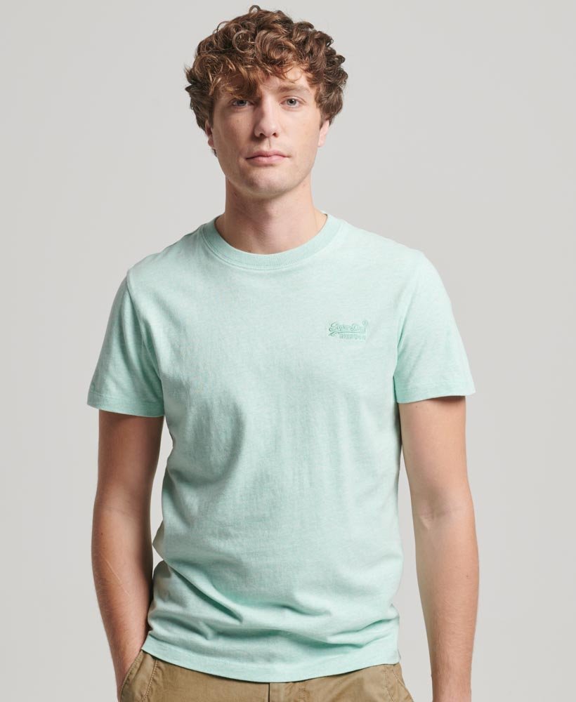 Men's Essential Logo Emb Tee-Light Mint Green Marl-Model Front View