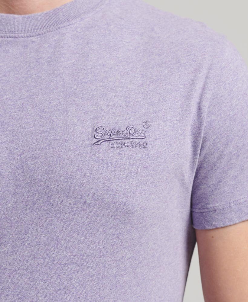 Essential Logo Emb Tee-Iris Purple Marl-Chest logo view