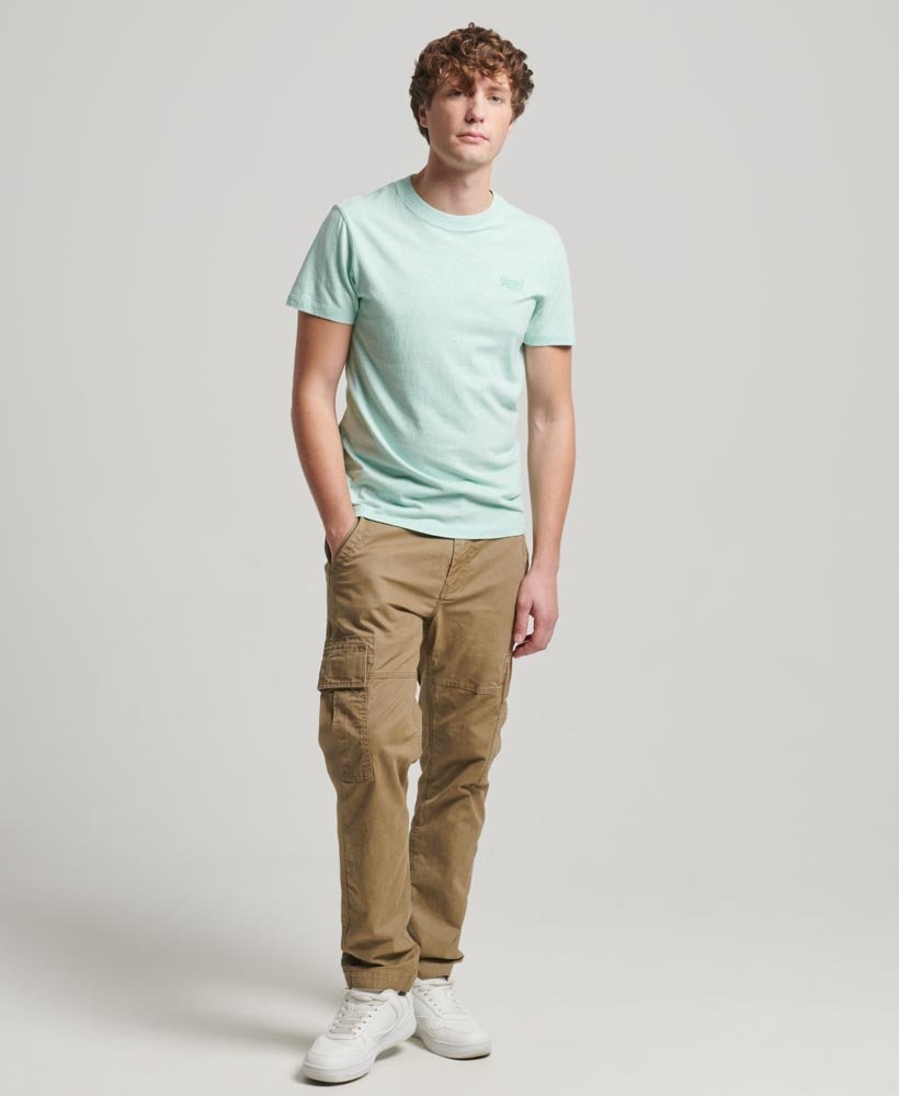 Men's Essential Logo Emb Tee-Light Mint Green Marl-Model Full Front View