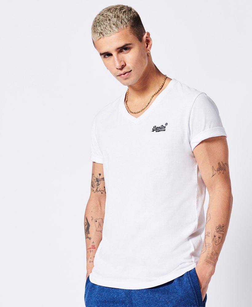 Men's Vintage Logo Emb Vee Tee-Optic-Model Front View