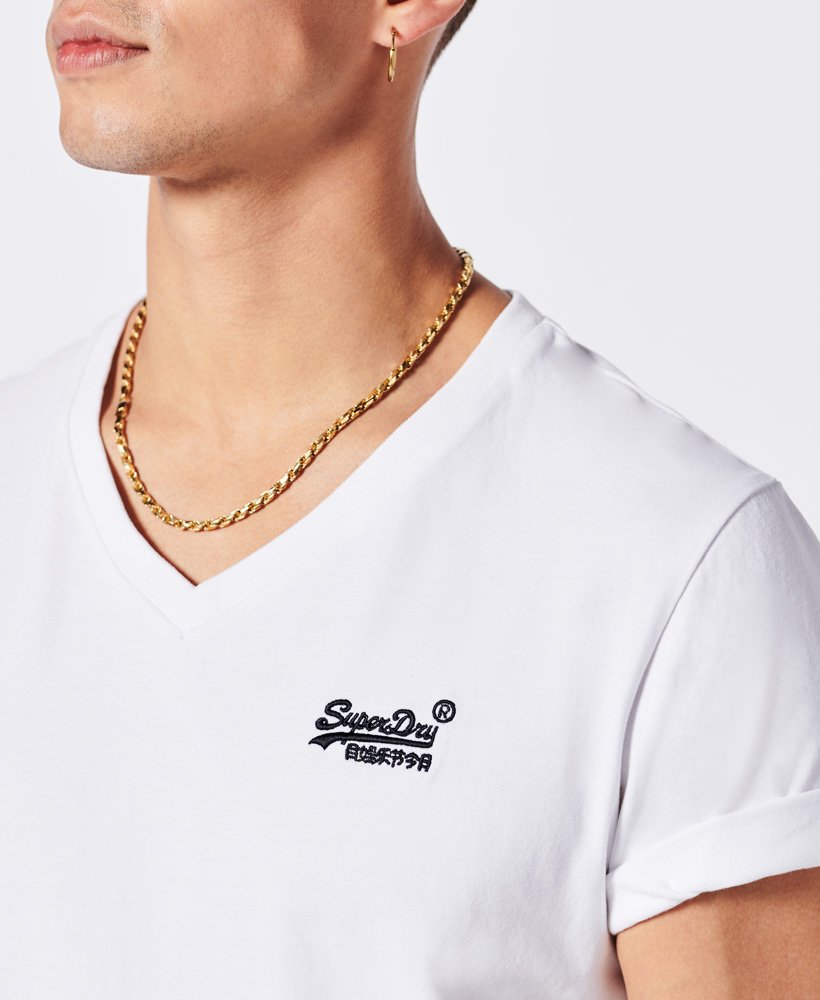 Men's Vintage Logo Emb Vee Tee-Optic-Chest Logo View