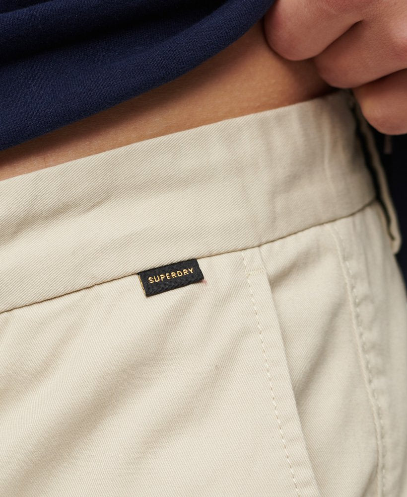 Men's Slim Tapered Stretch Chino-Pelican Beige-Logo Tab View