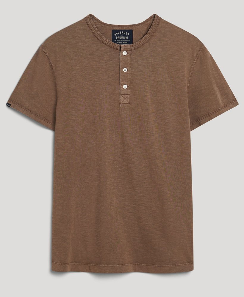 Men's Short Sleeve Jersey Grandad Top-Walnut Brown-Front View